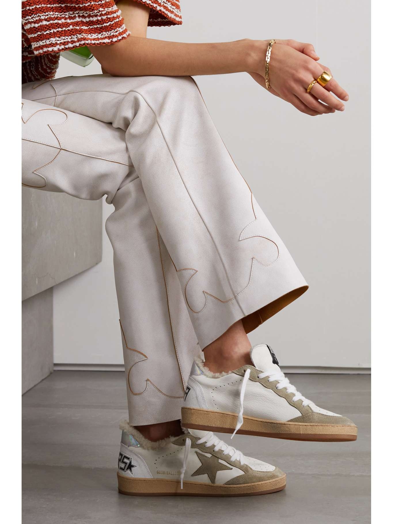 【GOLDEN  / ゴールデングース】BALLSTAR Golden Goose Ball Star distressed metallic leather and