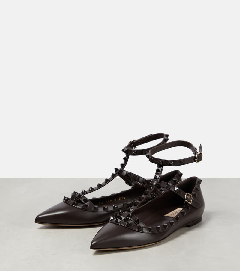 Rockstud leather ballet flats 5