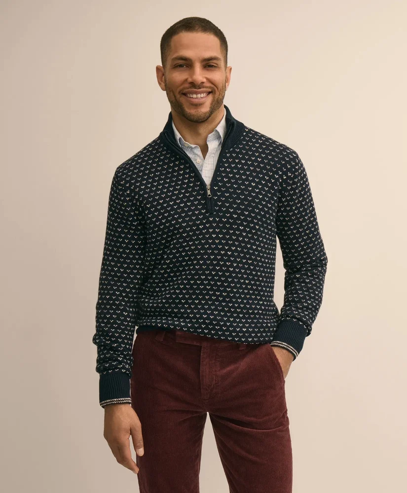 Supima® Cotton Birdseye Quarter-Zip Sweater - 1