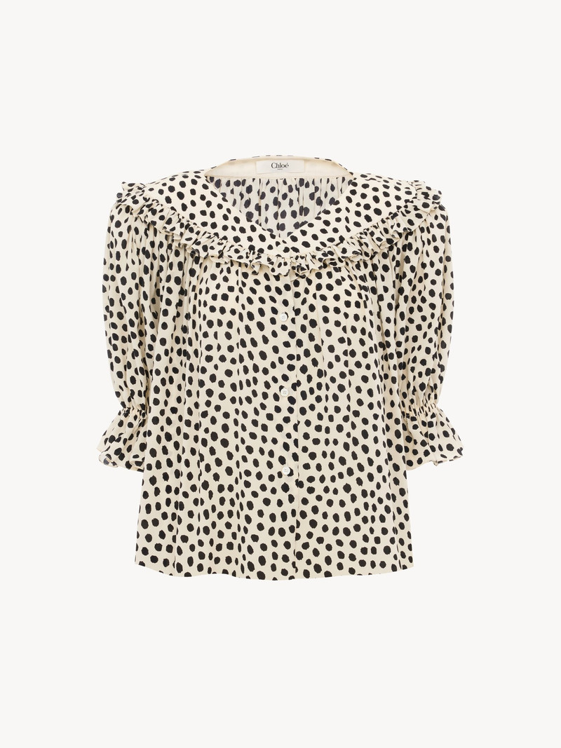 PUFF-SLEEVE RUFFLE TOP IN CRÊPE DE CHINE 1