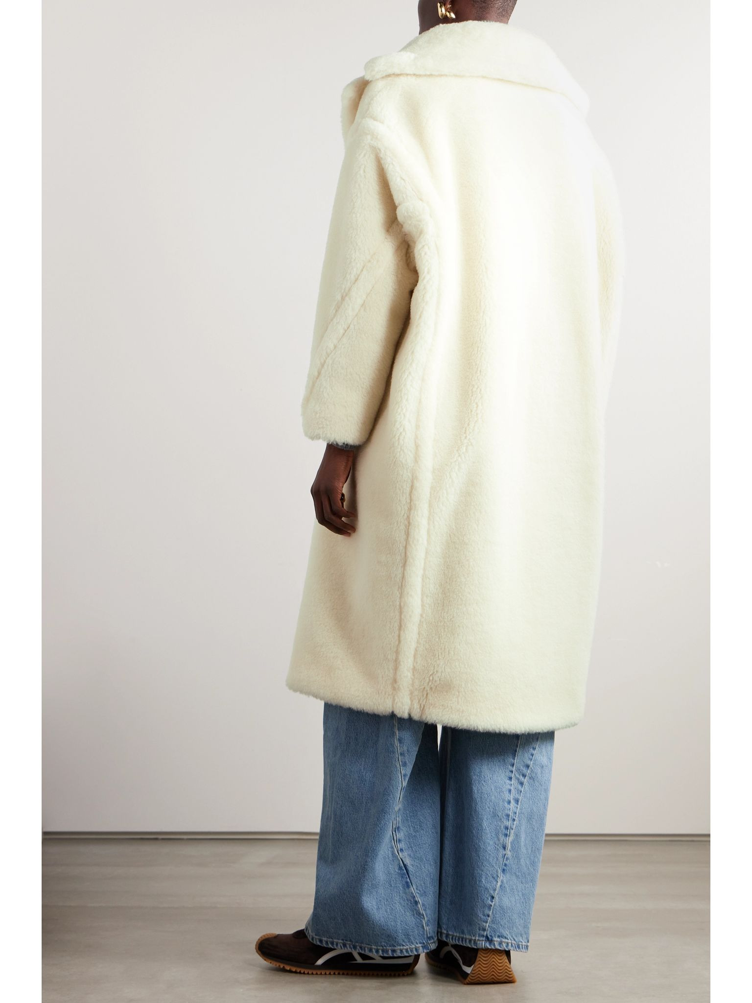 Tedgirl double-breasted alpaca, wool and silk-blend coat Ivory - 4