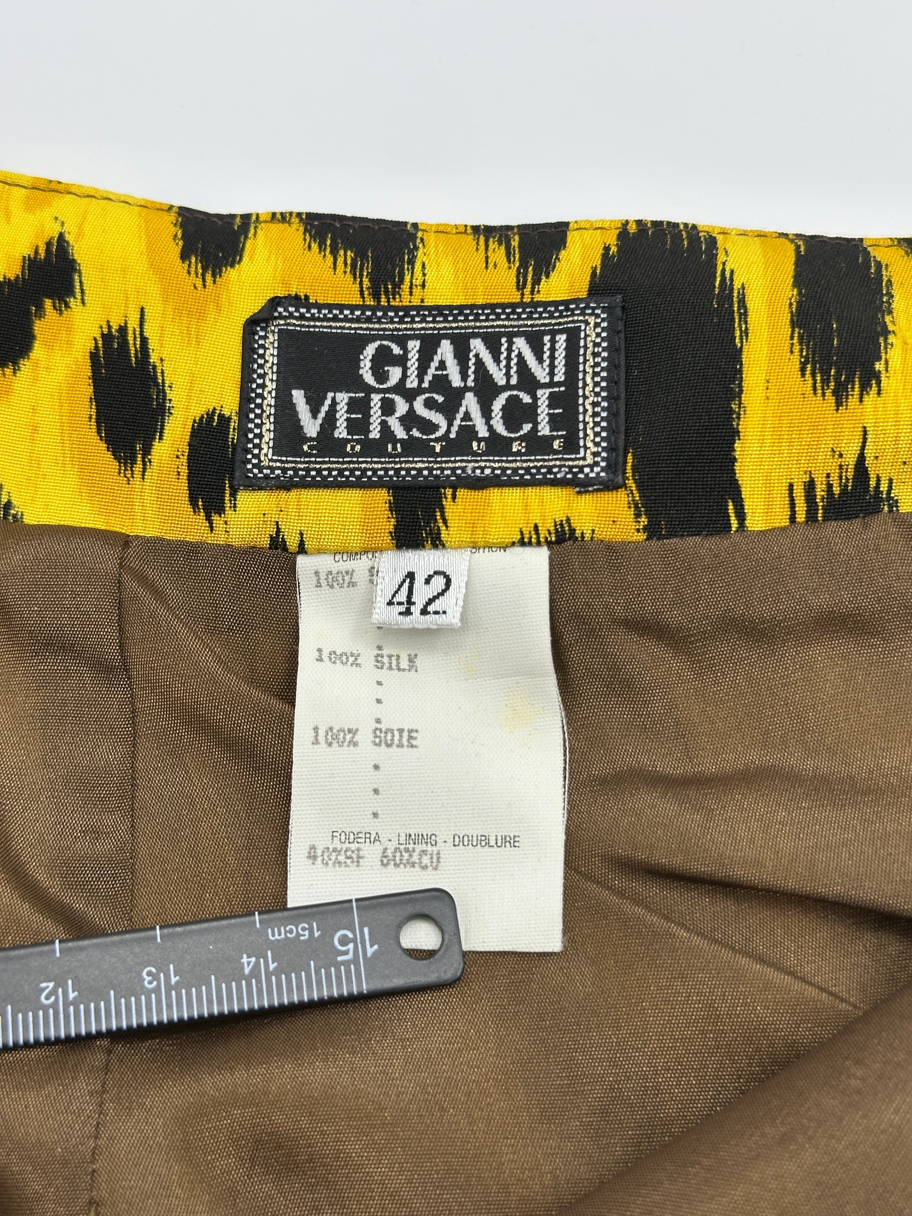 MONUMENTAL Gianni Versace Spring 1992 ANIMALIER Runway Leopard Print Silk Blazer Skirt Set 42 - 27