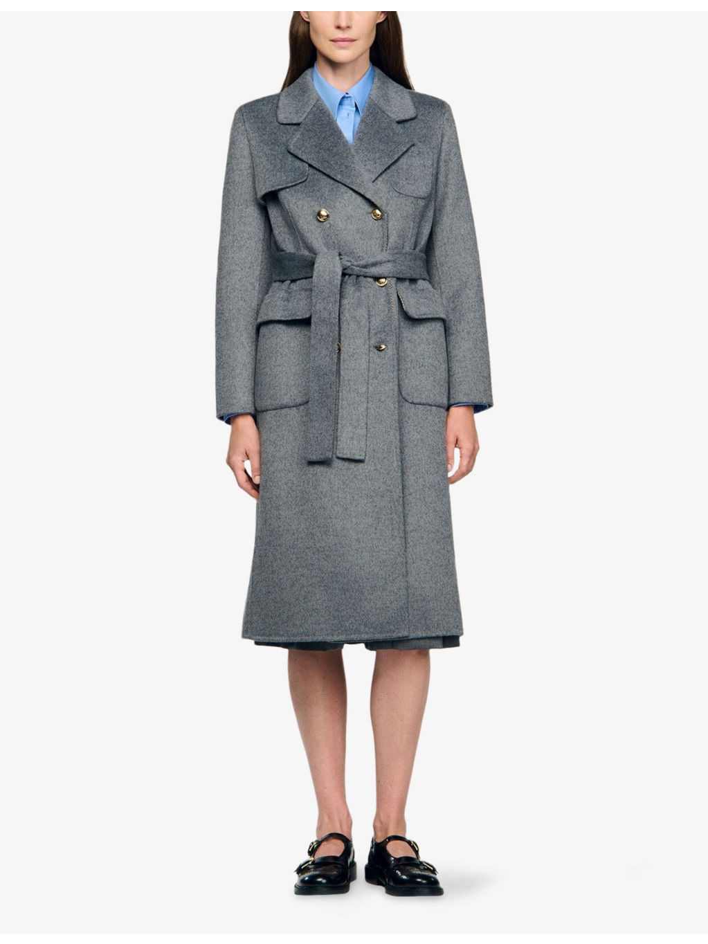 Double-Breasted Tie-Belt Wool-Blend Coat - 3