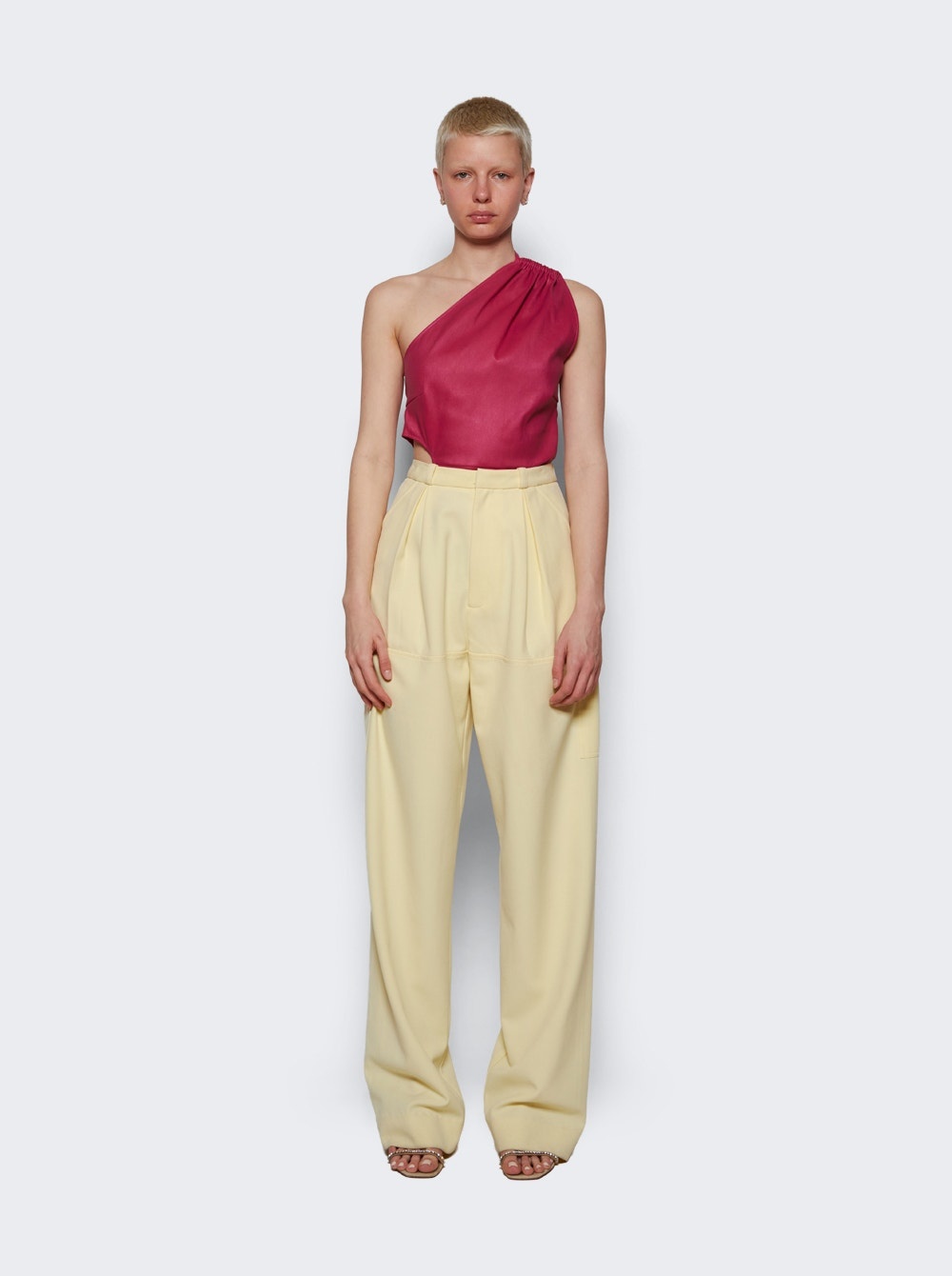 Asymmetric Leather Tank Fuchsia Pink - 2