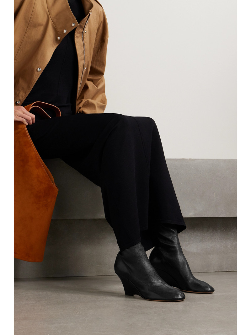 KHAITE Leather Wedge Ankle Boots outlook