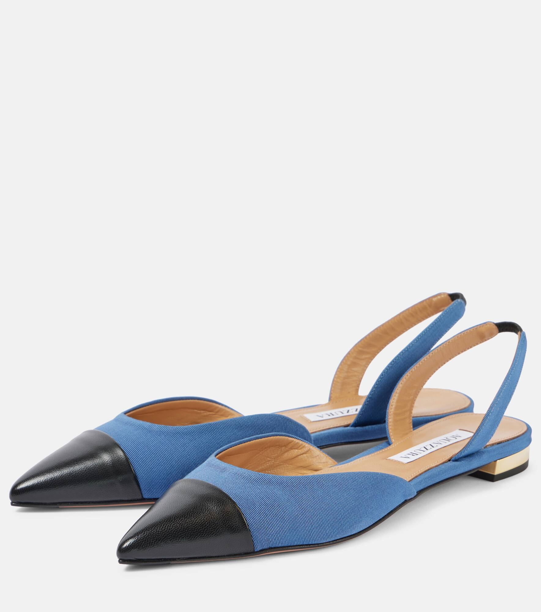 Milanese leather-trimmed slingback flats - 5