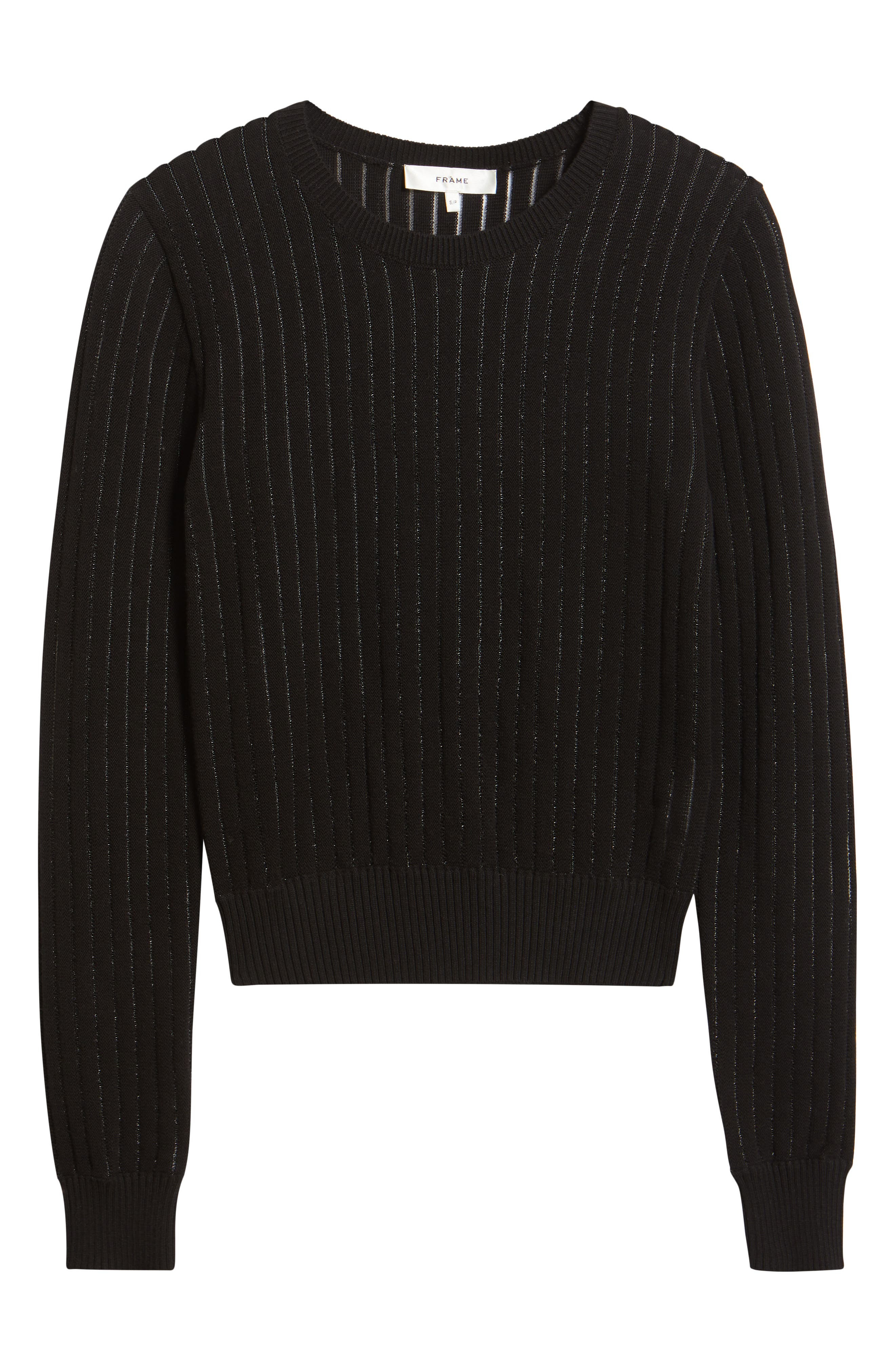FRAME The Sheer Stripe Sweater in Black at Nordstrom - 5