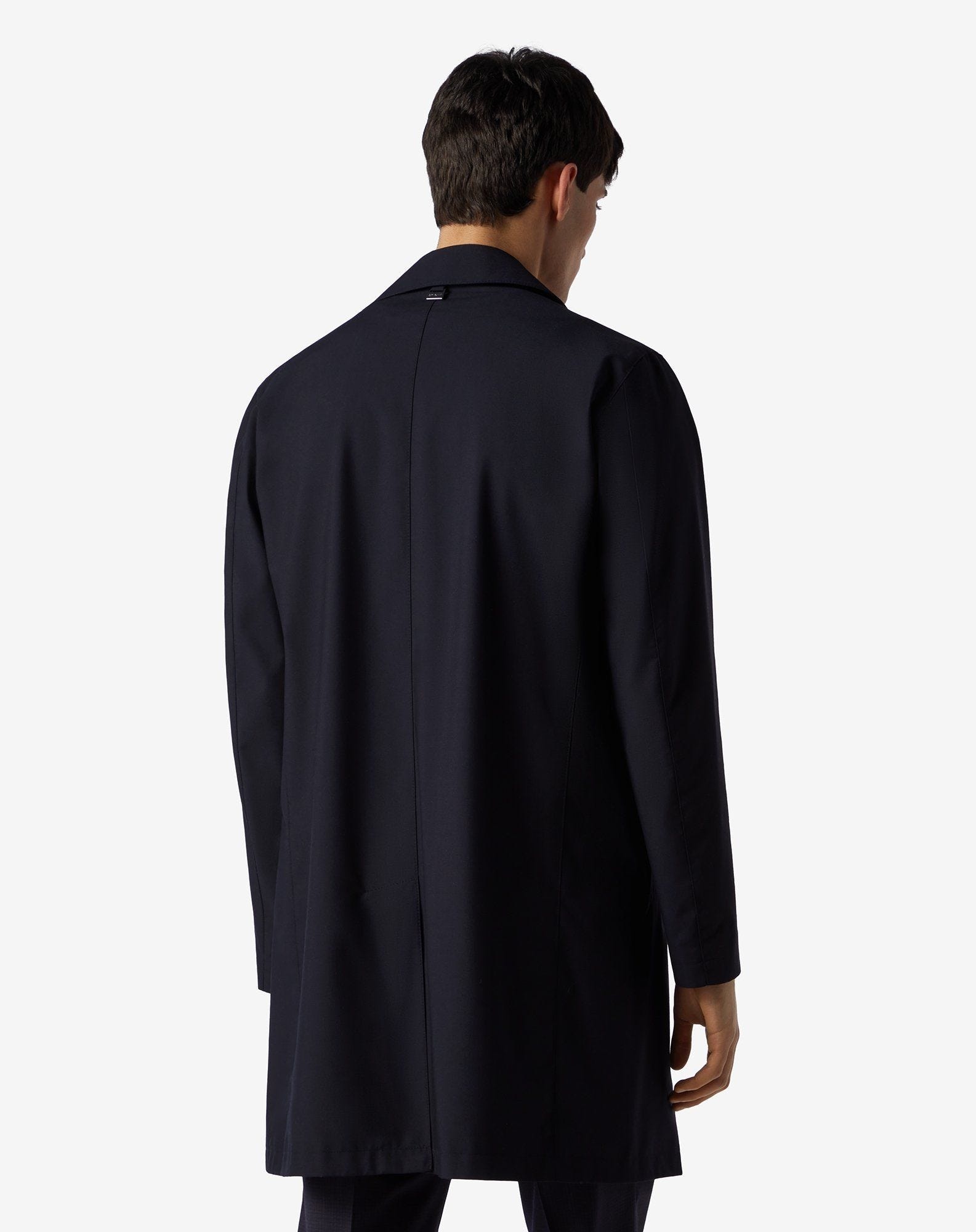 Lined navy blue viscose blend trench coat - 4