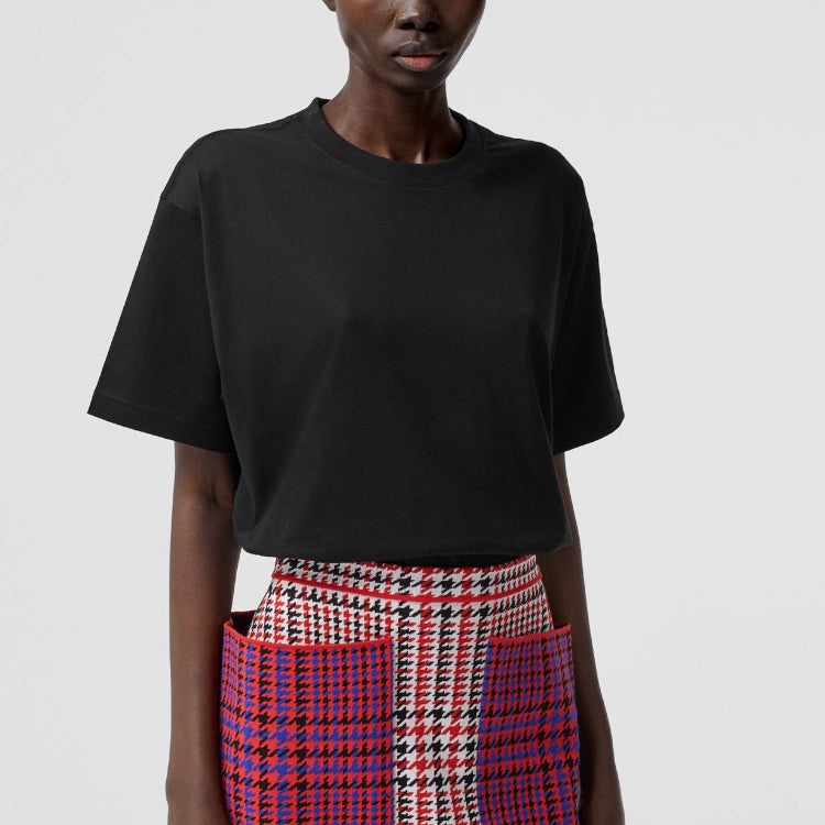 Burberry Address Alphabet Printed Cotton Loose Short Sleeve For Black 80372911 - 3