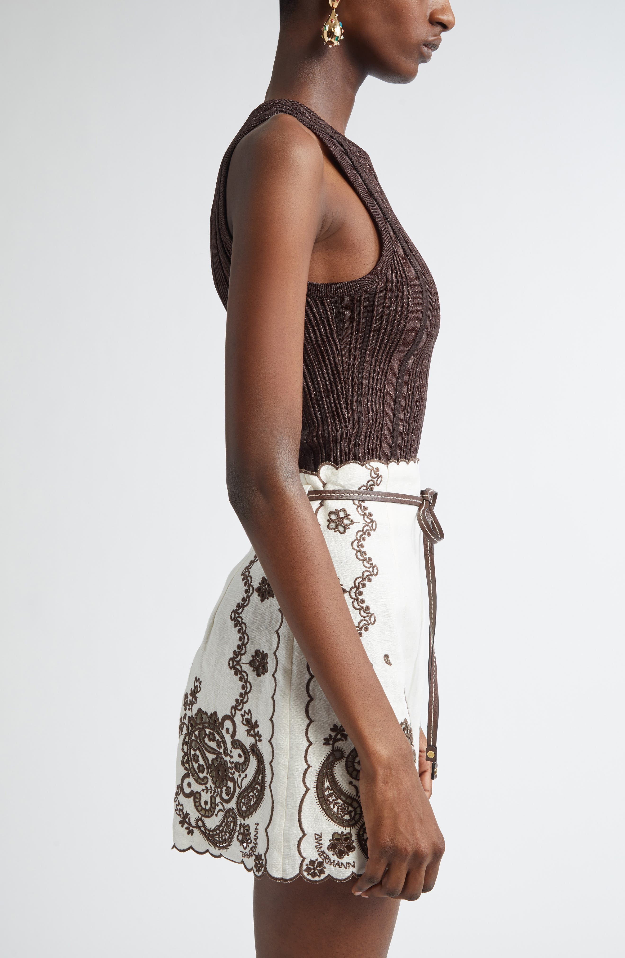 Zimmermann Lucky Metallic Rib Tank in Metallic Chocolate at Nordstrom - 4