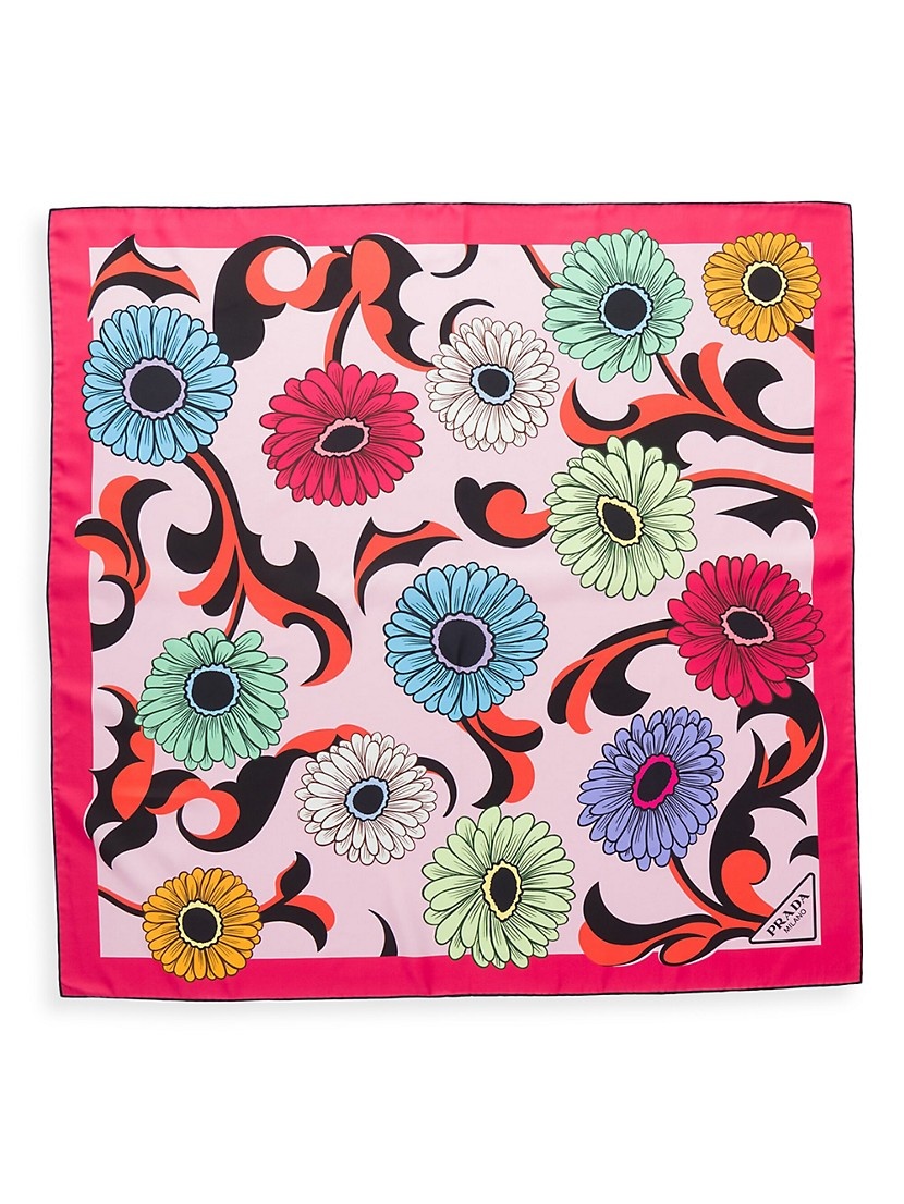 スカーフ PRADA Printed silk twill scarf Prada Printed Silk Twill 90CM Square Scarf | Saks Fifth Avenue