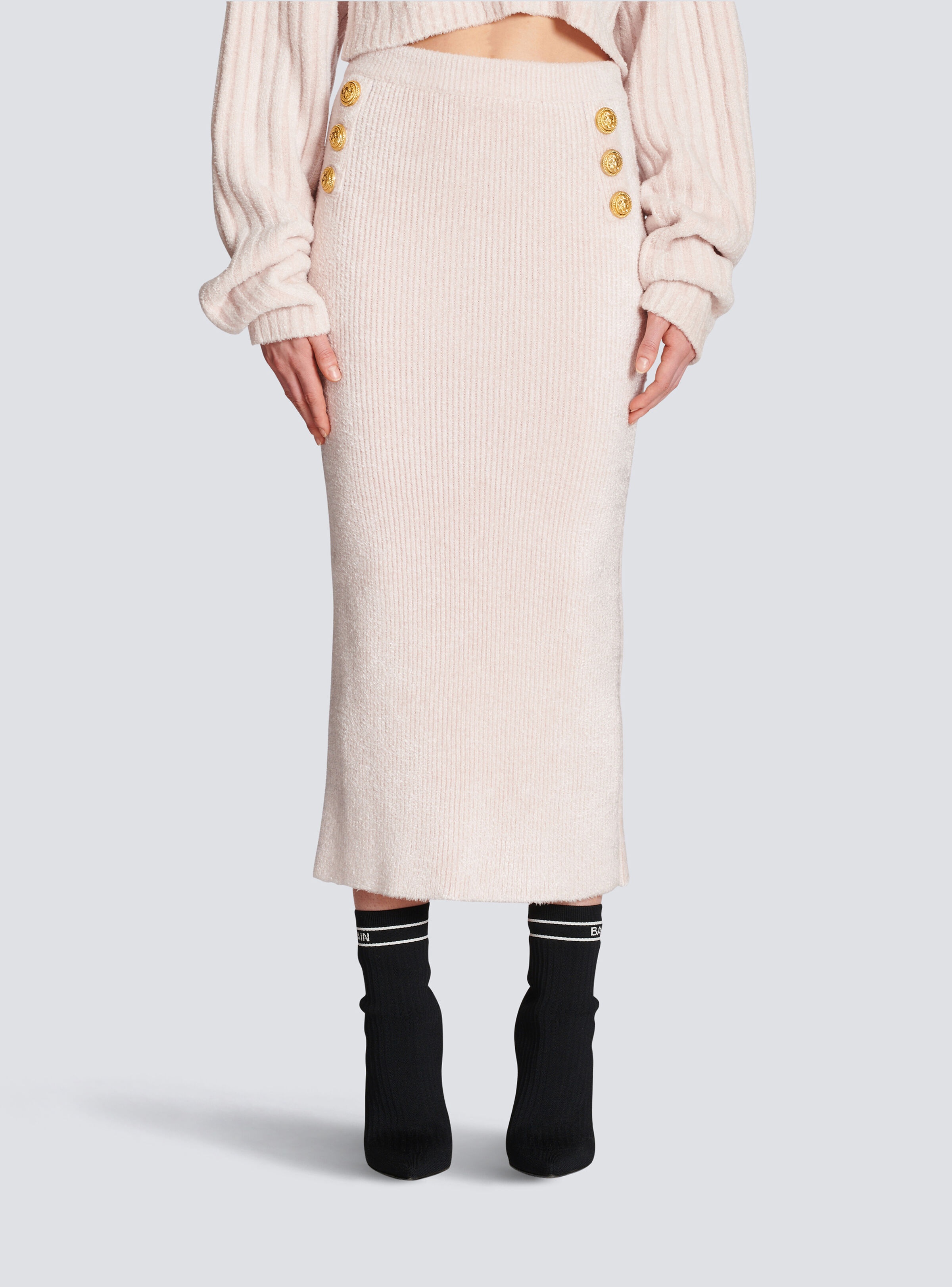 Mid-length velvet skirt - 5