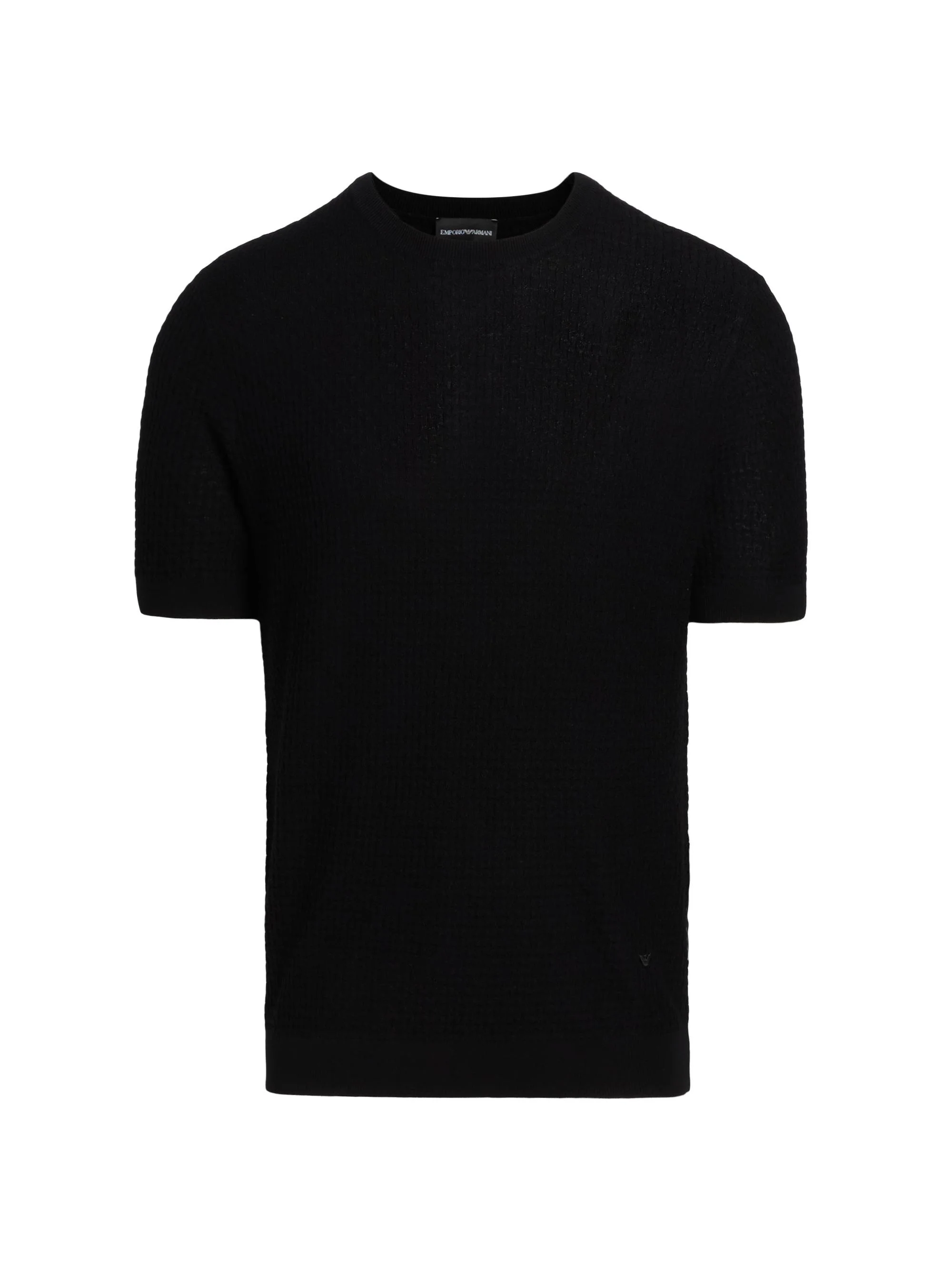 Men's Chain Stitch Wool T-Shirt - Black - 1
