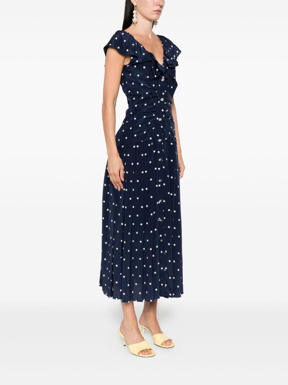 polka dot-print ruffled dress - 3