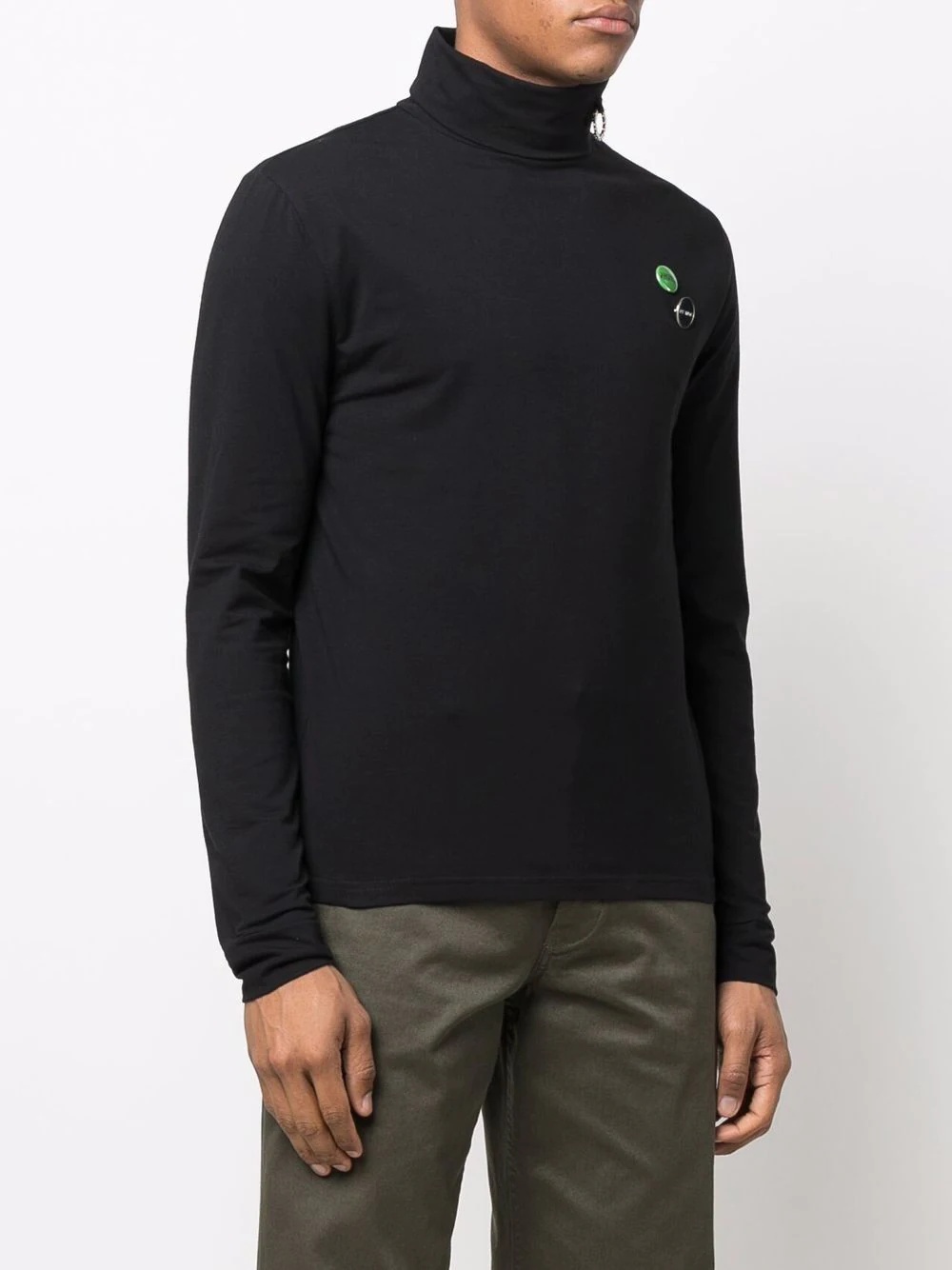 badge-detail roll neck sweater - 3