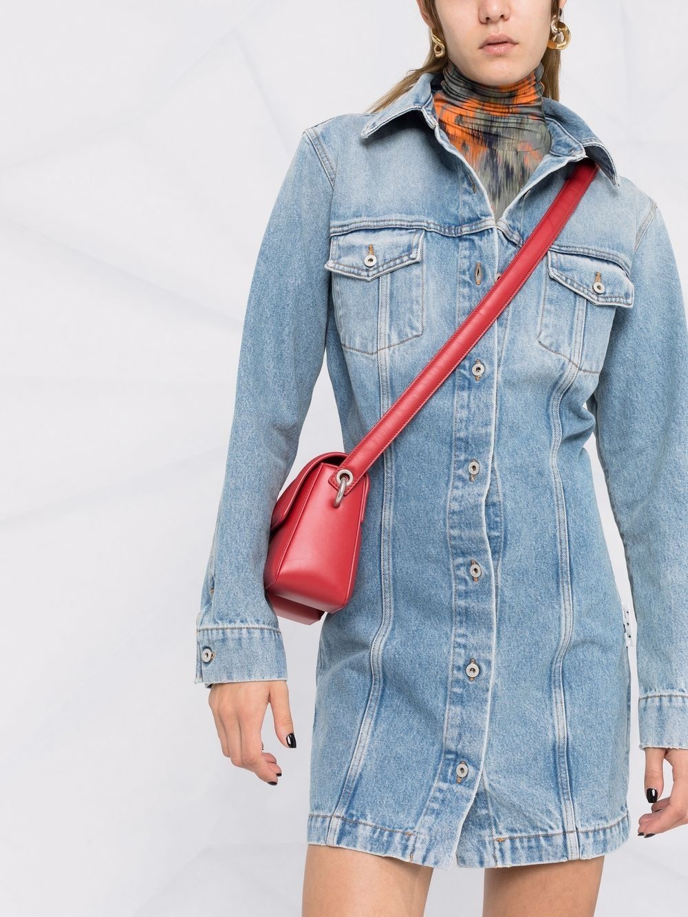 long-sleeve denim shirtdress - 5
