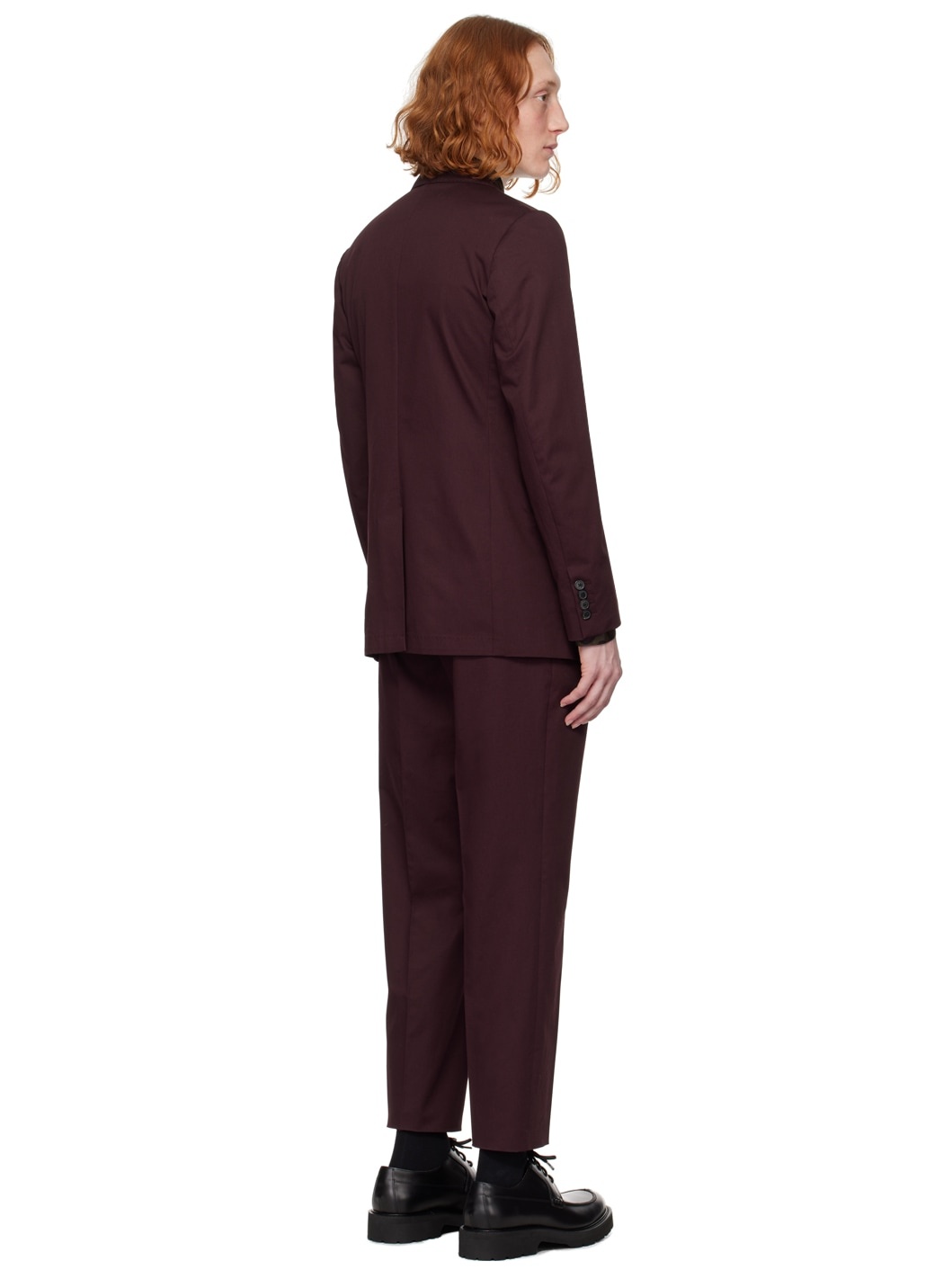 Burgundy Soft Constructed Suit - 3