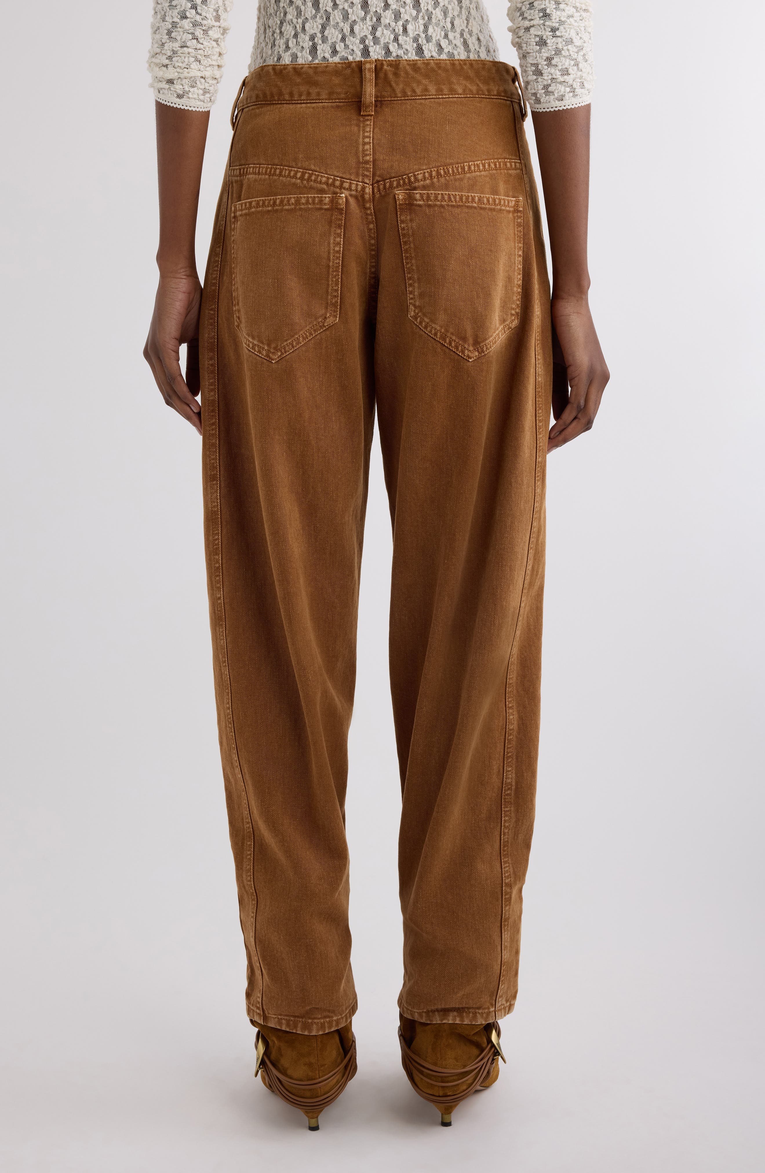 Isabel Marant Oriane Barrel Leg Jeans in Ochre at Nordstrom - 3