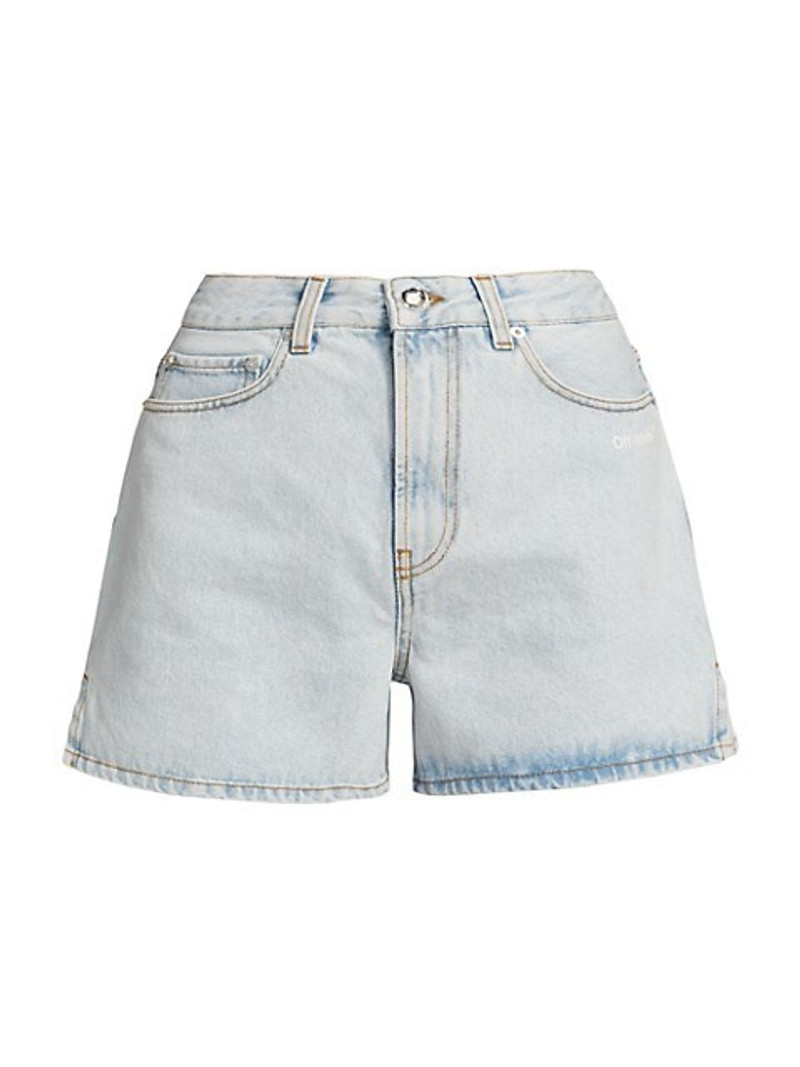 Diagonal Straight Shorts Light Blue And White 1