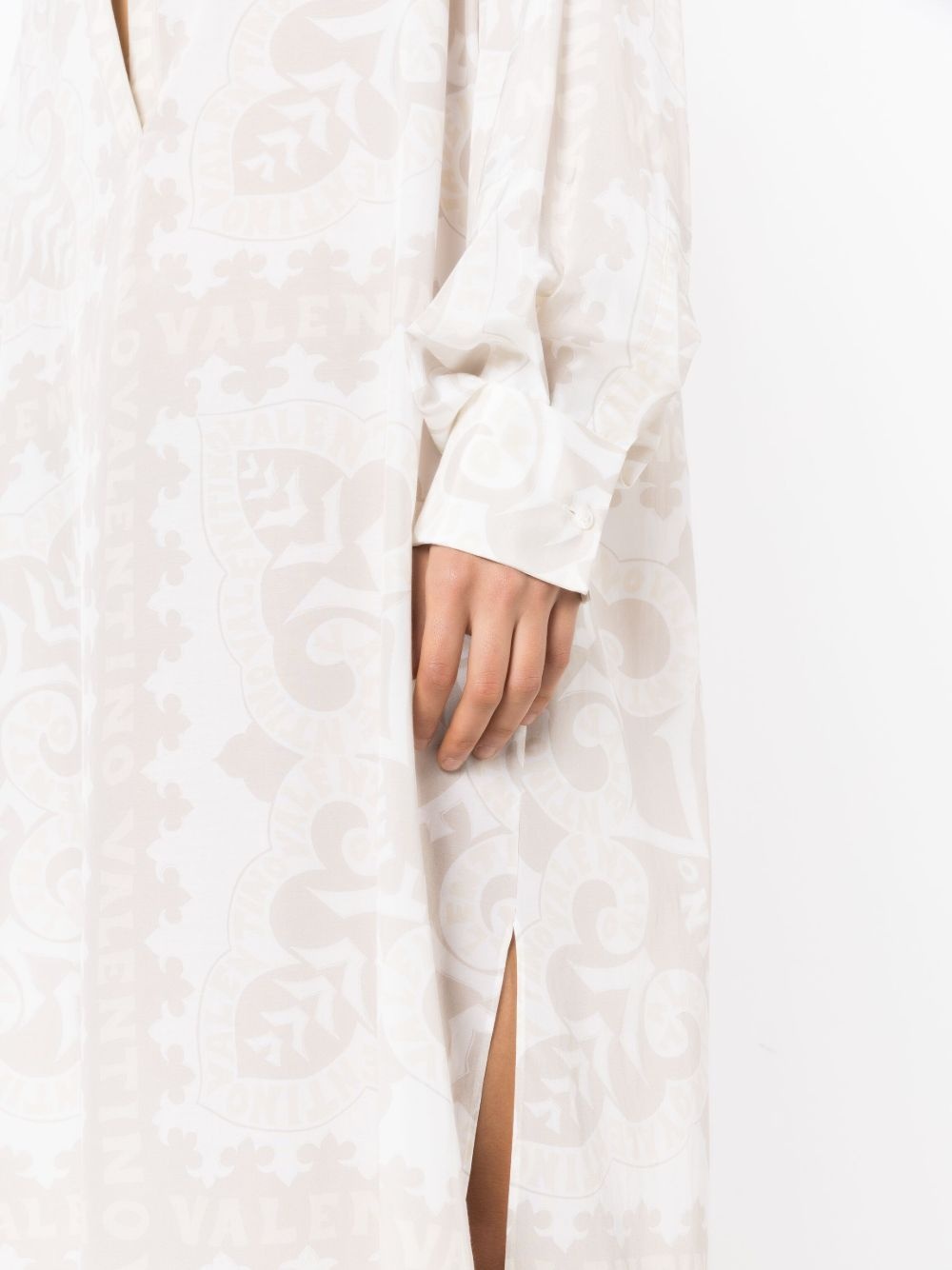 geometric-print silk-cotton dress - 5