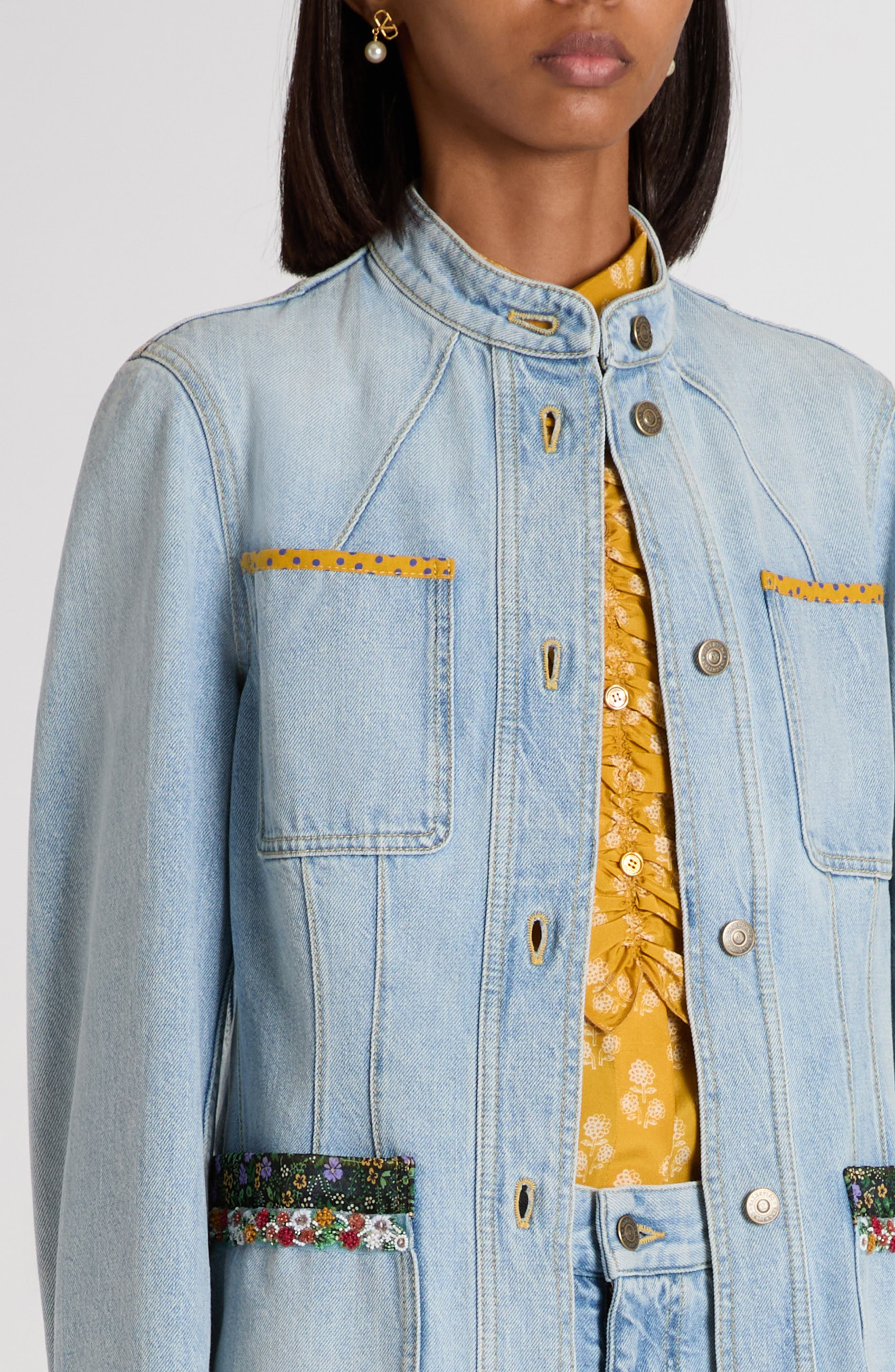 Valentino Garavani Contrast Border Denim Jacket at Nordstrom - 5