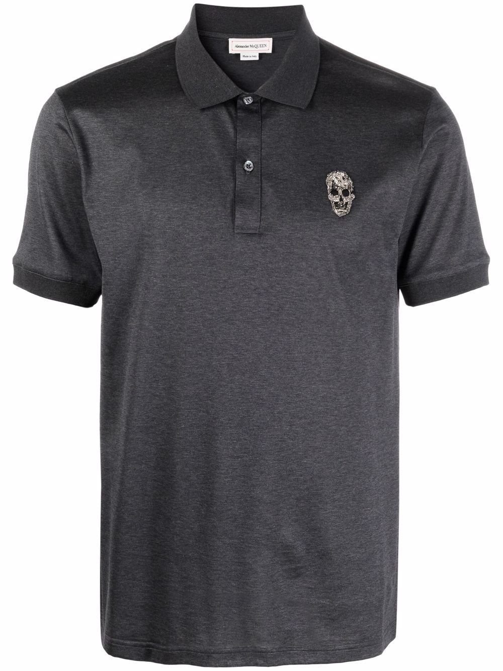 skull-detail short-sleeved polo shirt - 1