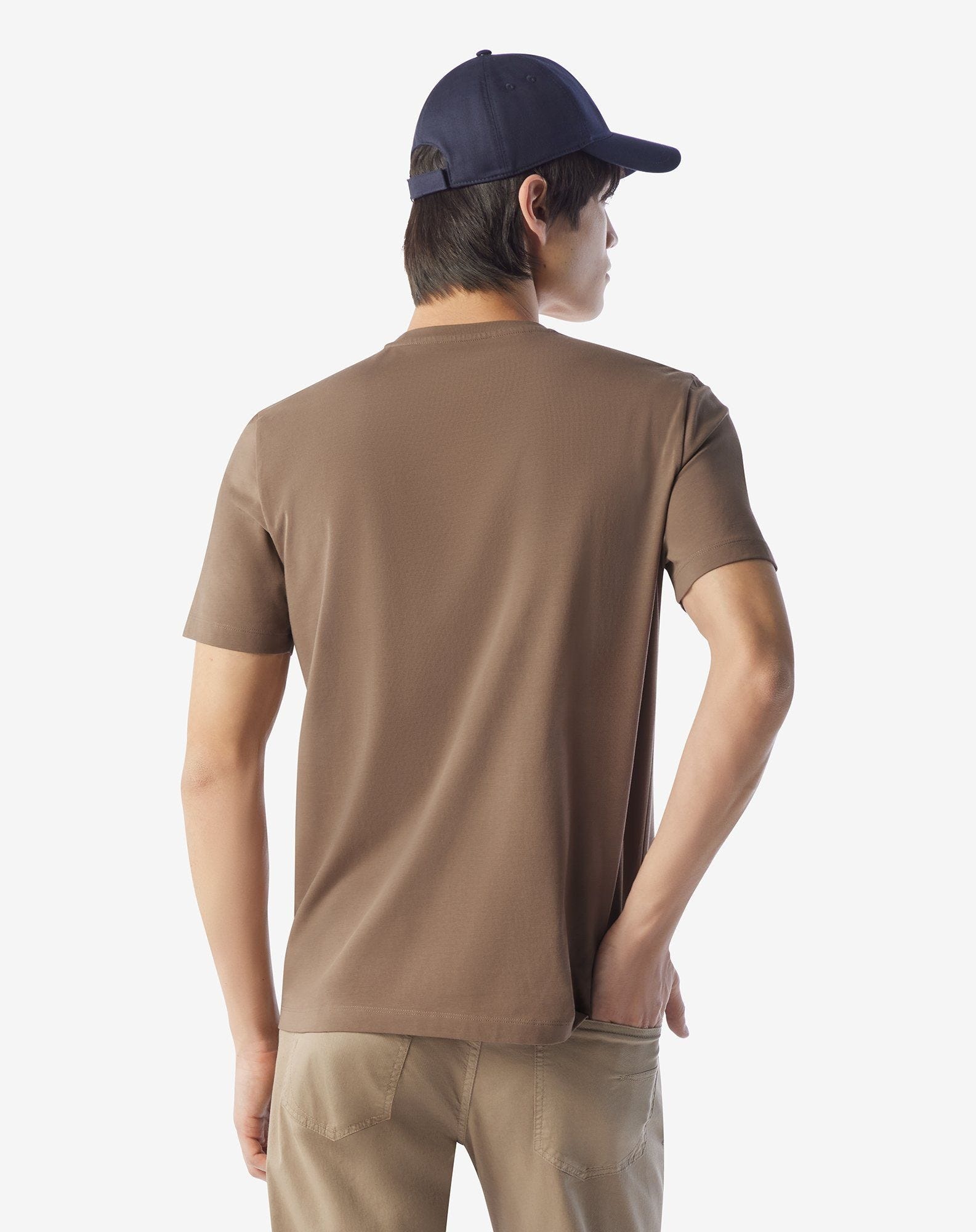 Light brown stretch jersey crew neck t-shirt - 3
