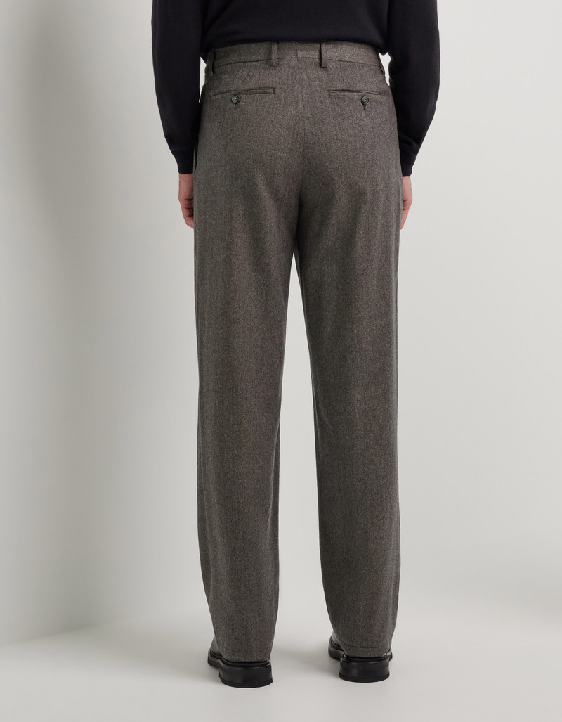 TAUPE FLANNEL IMPECCABILE WOOL CHINOS WITH TWO DARTS 4