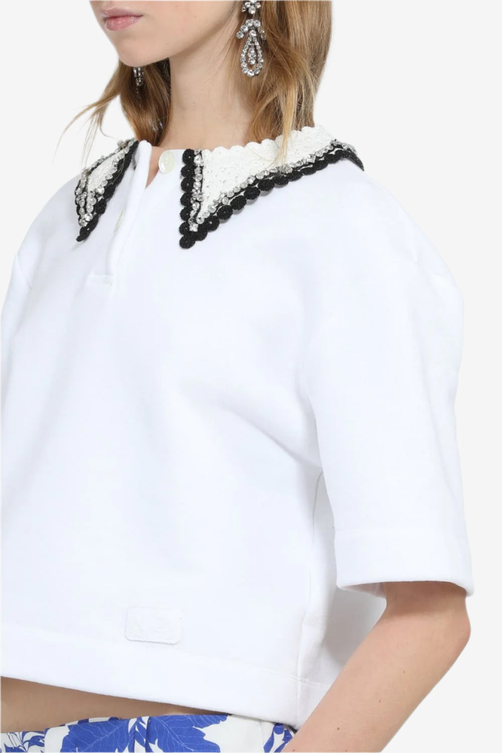 CROP POLO WITH EMBROIDERED COLLAR - 5