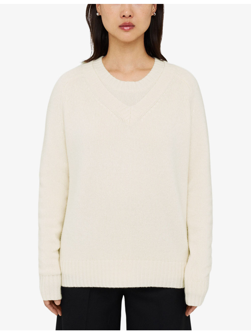 V-neck wide-rib cashmere jumper - 3
