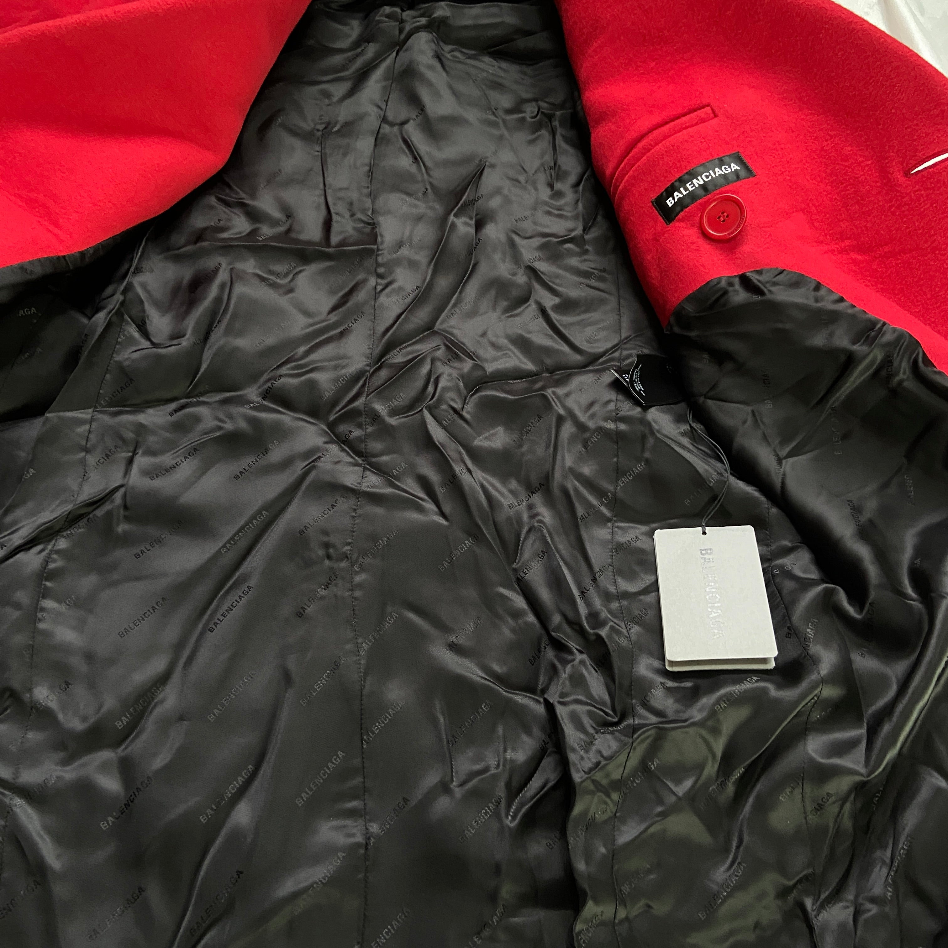 Balenciaga Ss19 runway 80s boxy shoulder red camel wool coat jacket 46 - 12