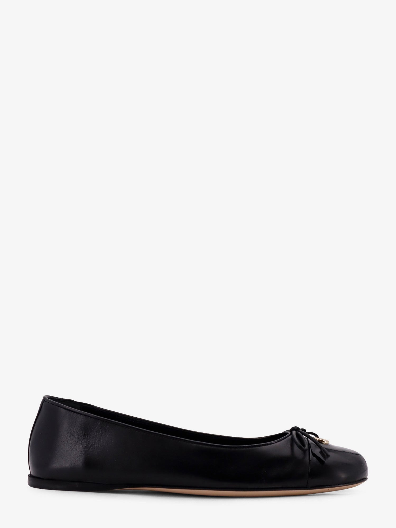 Leather Ballerinas With Patent Leather Detail - 1