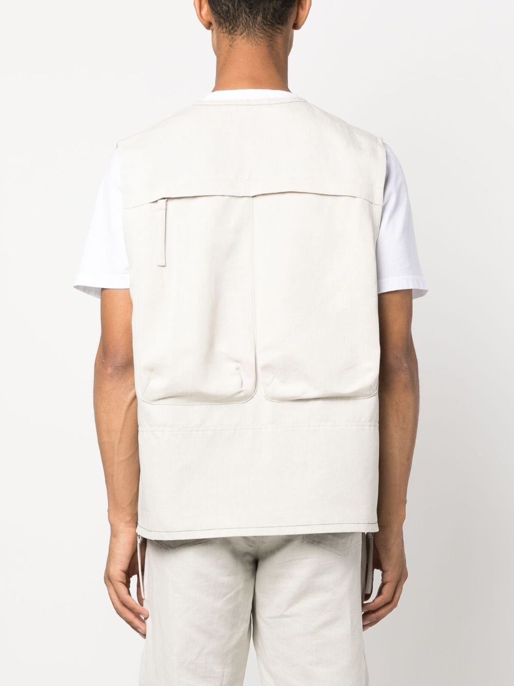 cotton-linen cargo gilet - 4