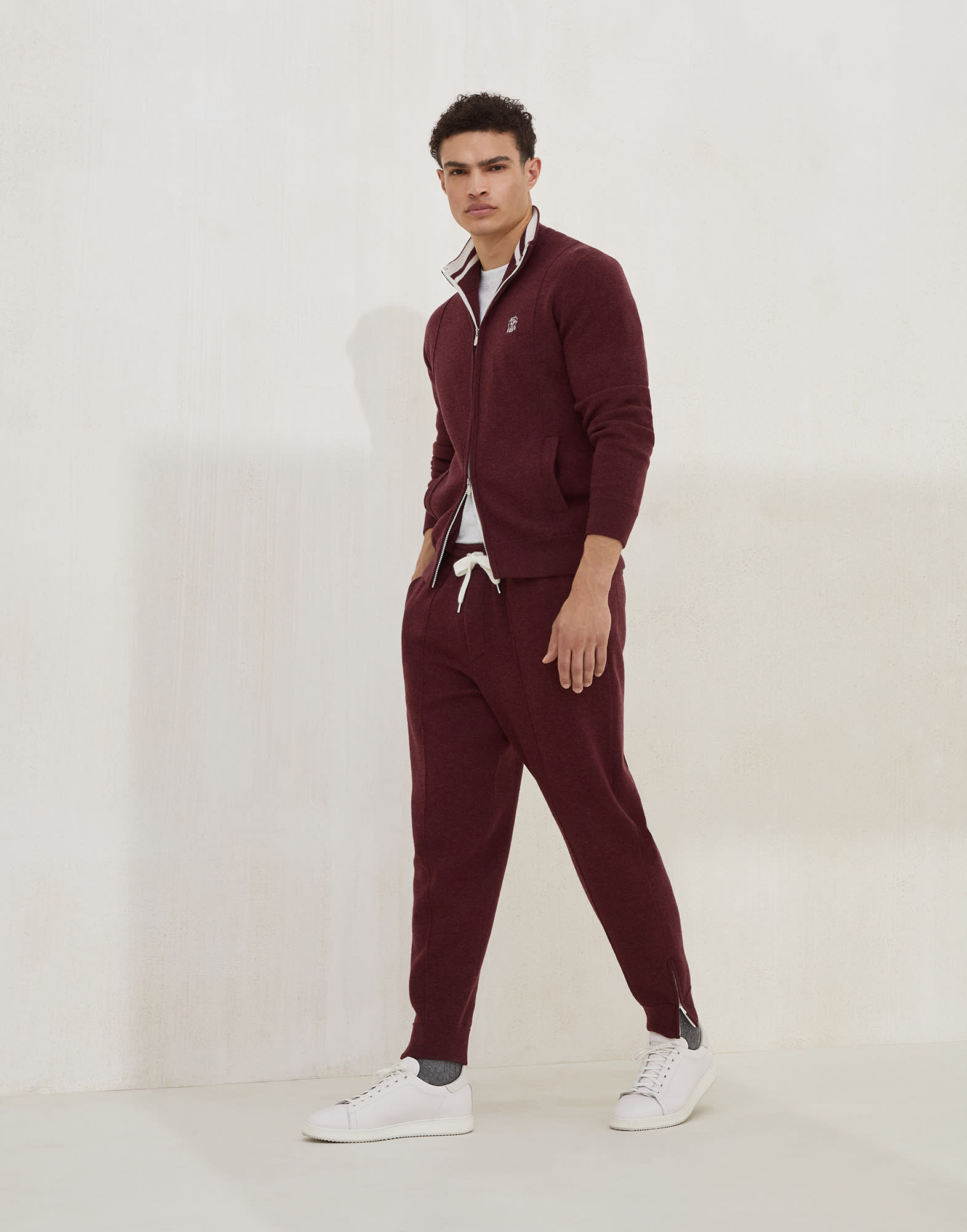 Cashmere double knit cardigan with zipper and logo - 5