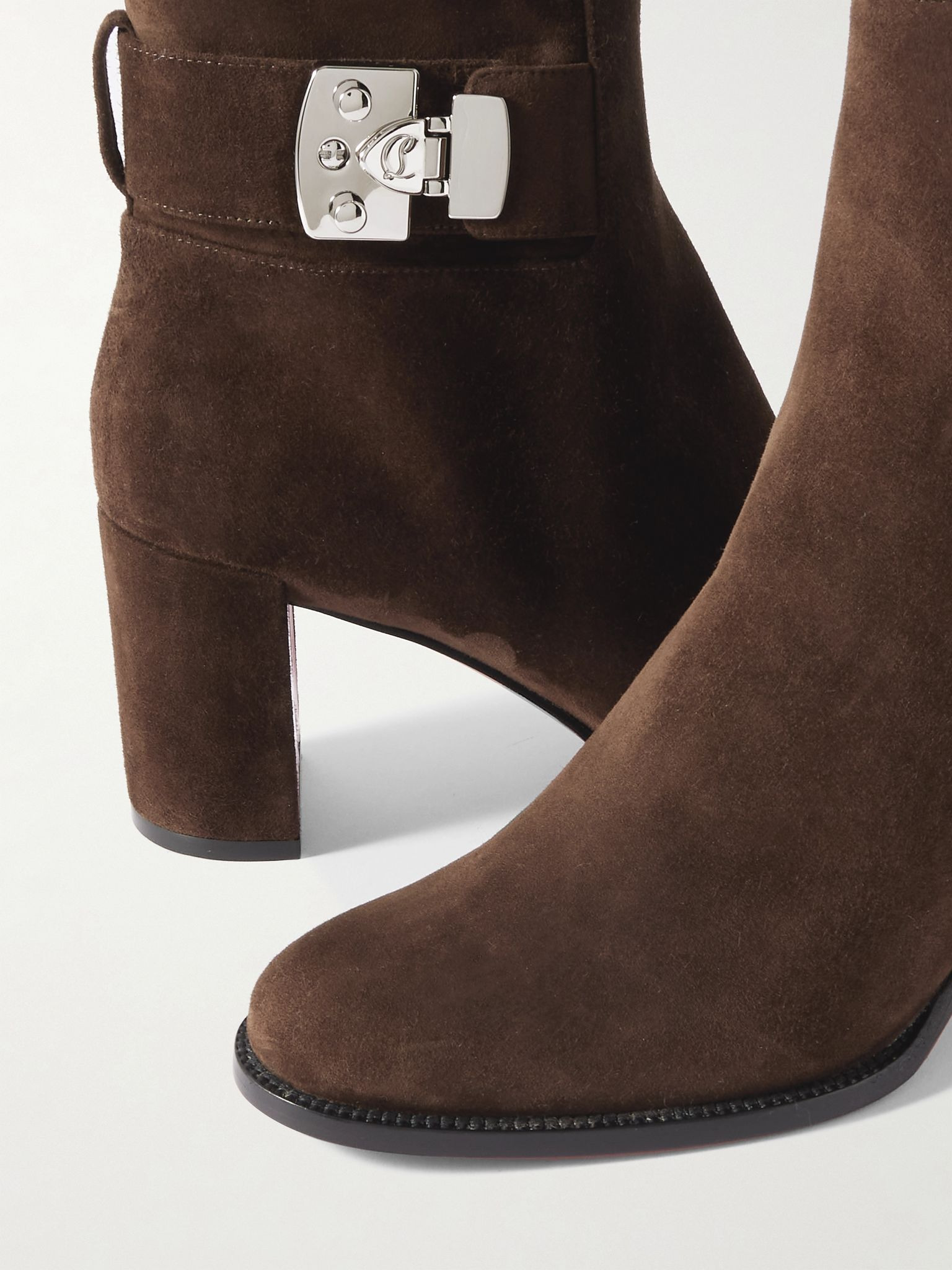 Booty Lock 70 embellished suede ankle boots Dark brown - 4
