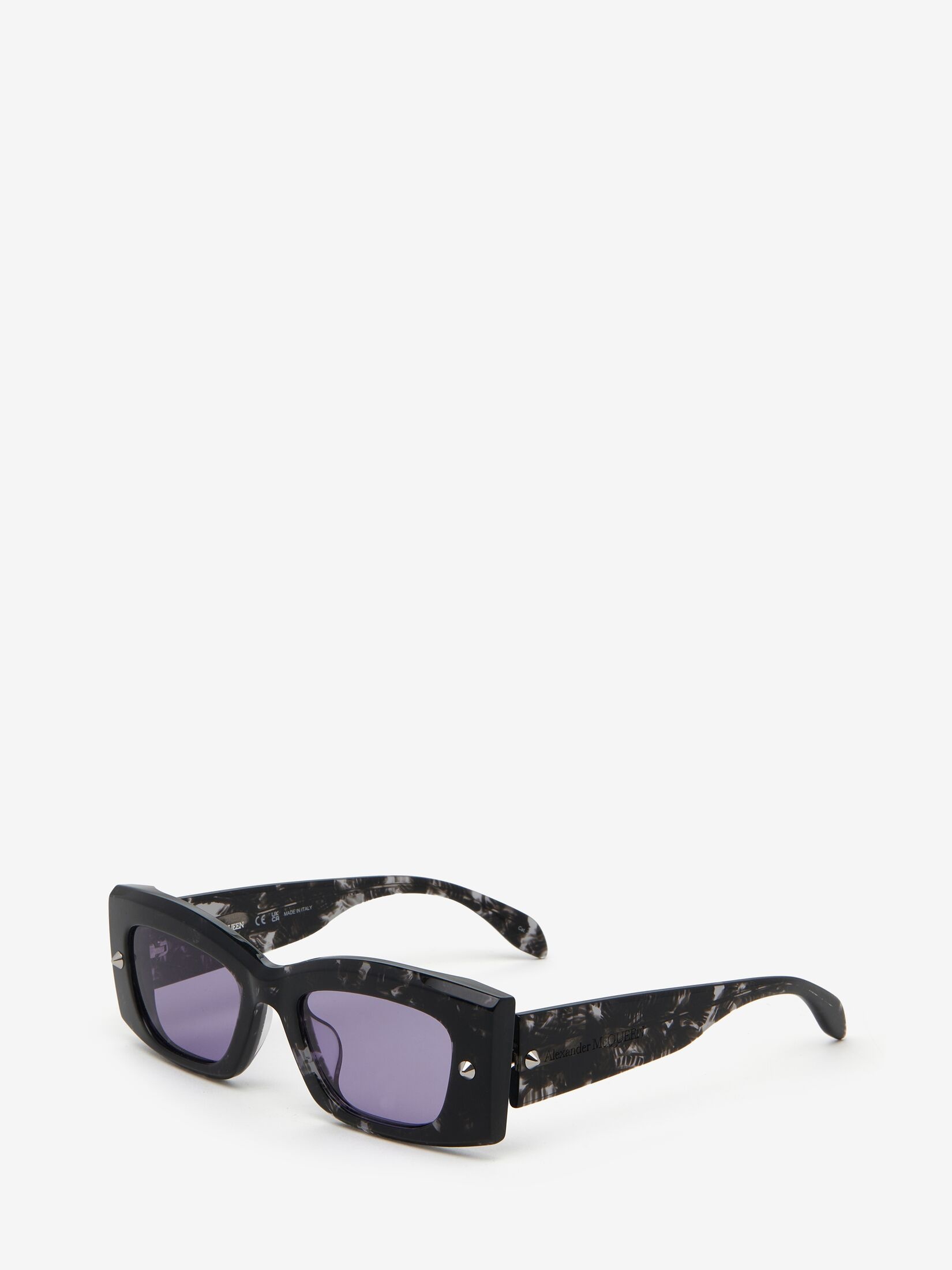 Spike Studs Rectangular Sunglasses in Havana/violet - 2