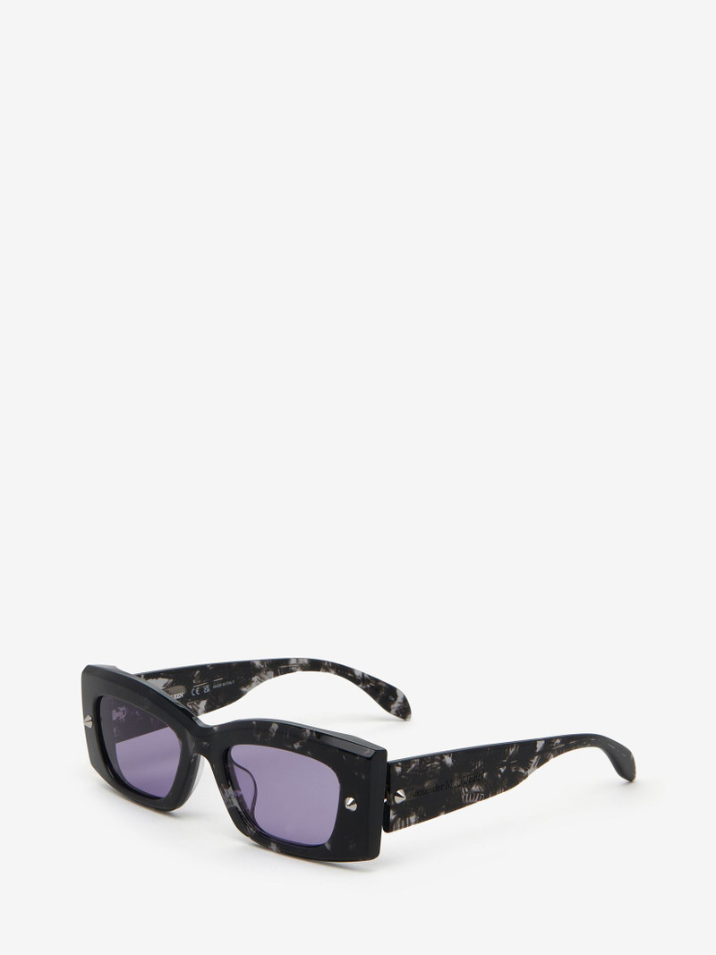 Alexander McQueen Spike Studs Rectangular Sunglasses in Havana/violet outlook