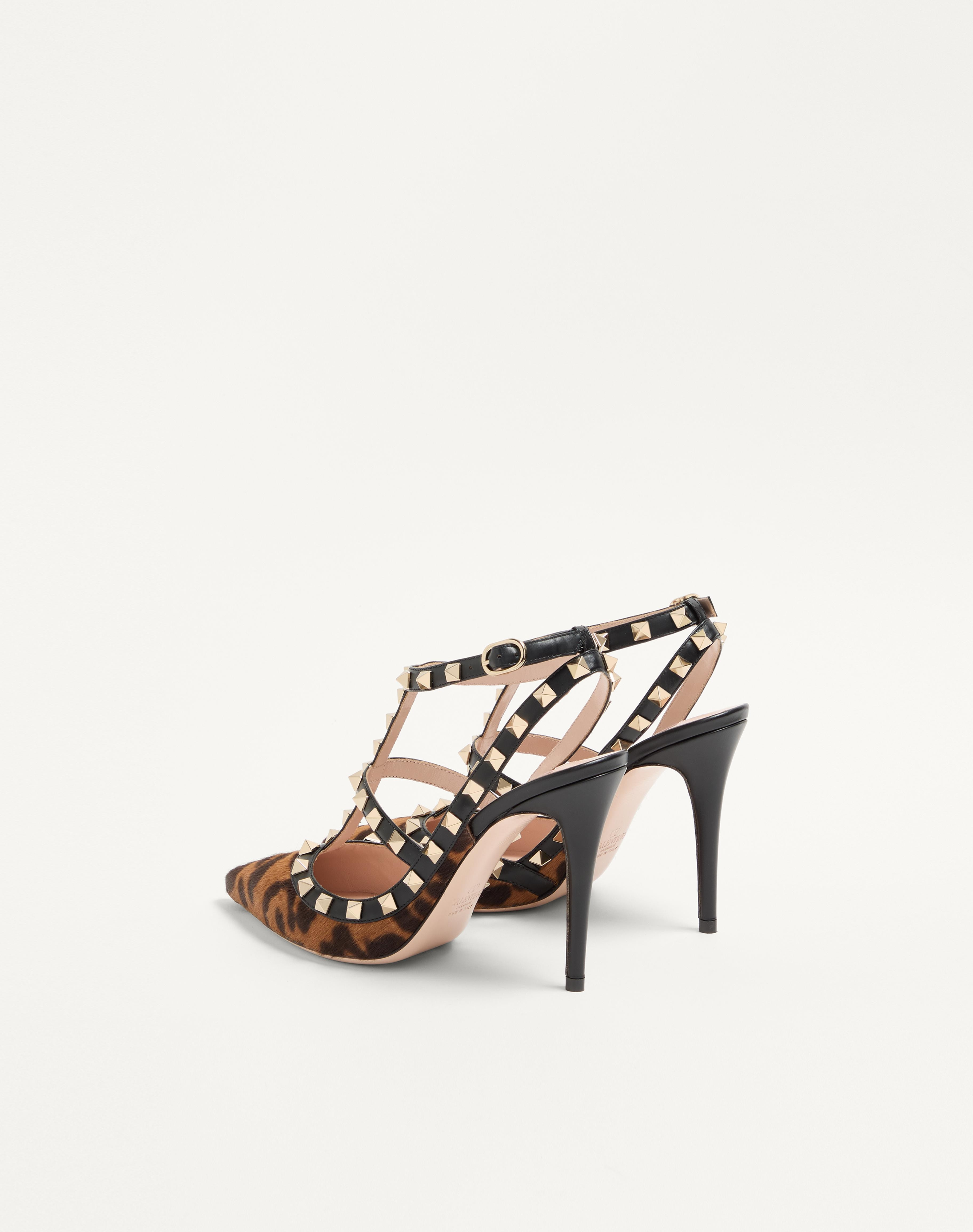 ROCKSTUD PUMPS WITH STRAPS IN PONY-EFFECT CALFSKIN 100MM - 5