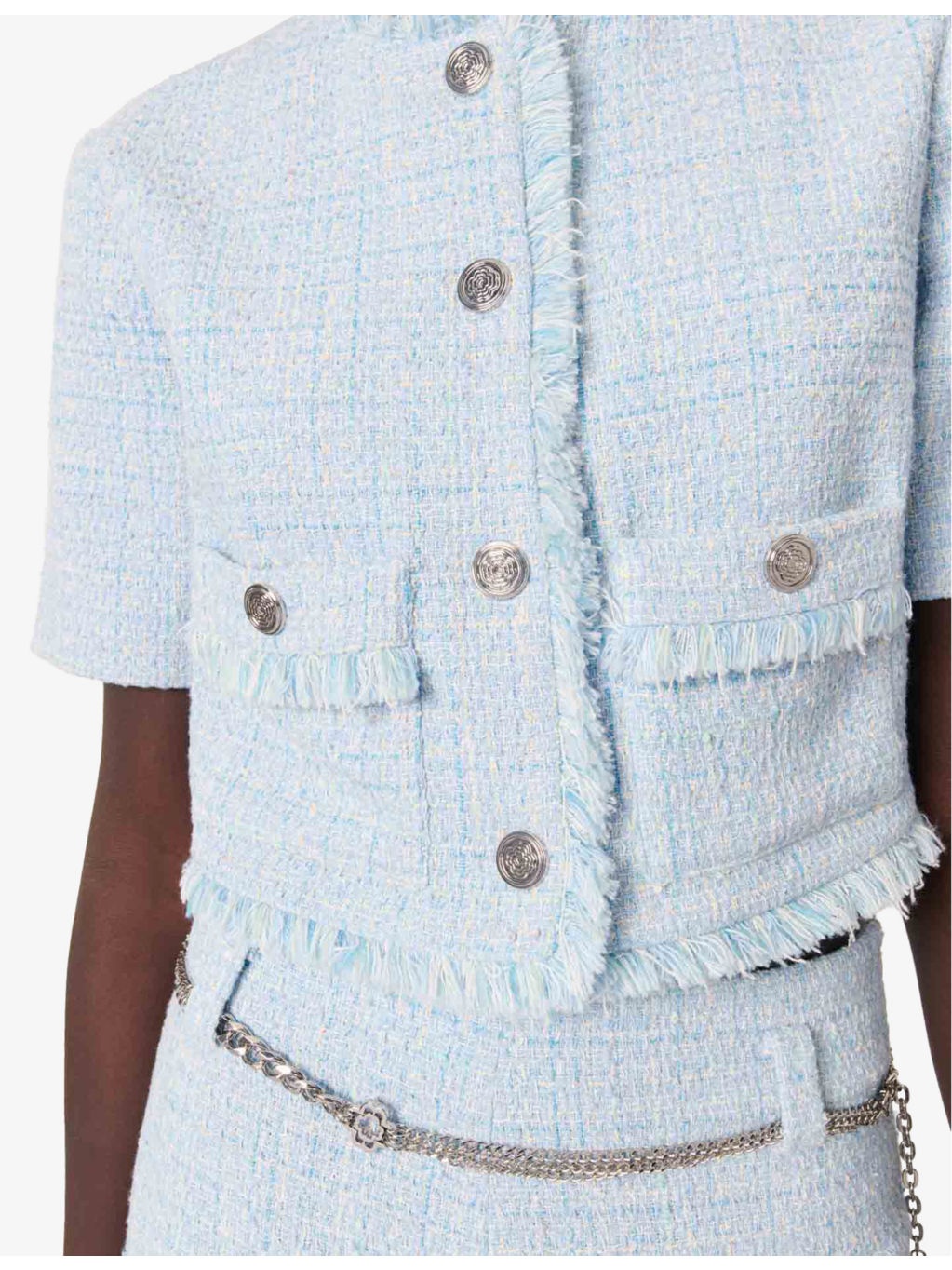 Button-Down Frayed-Trim Cotton-Blend Blazer - 5