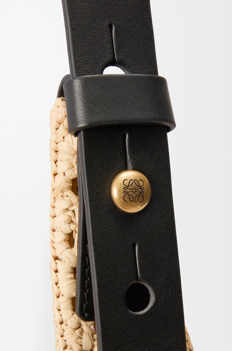 Small Punch Hole hobo bag in raffia and calfskin 7