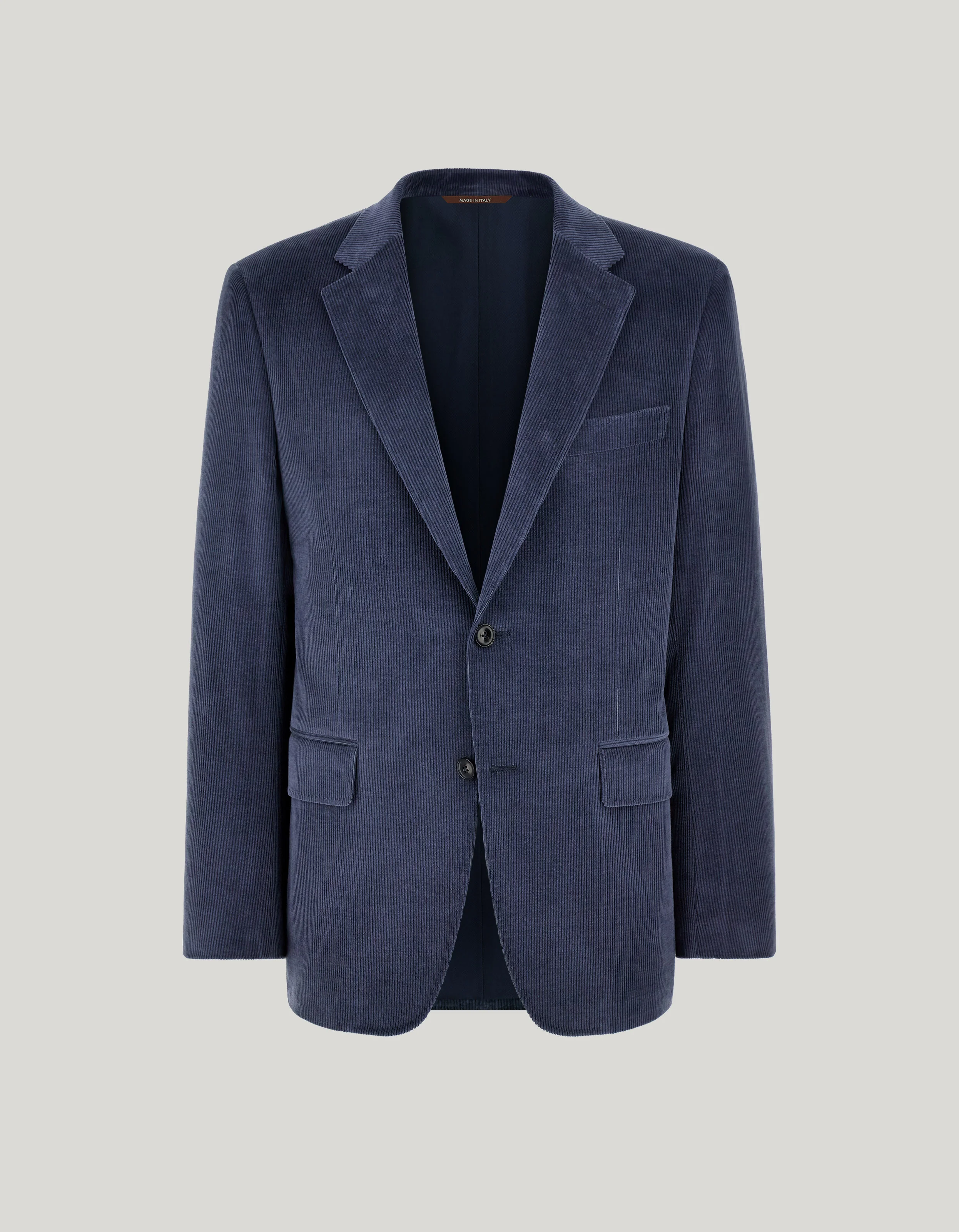 BLUE STRETCH COTTON AND CASHMERE JACKET - 1
