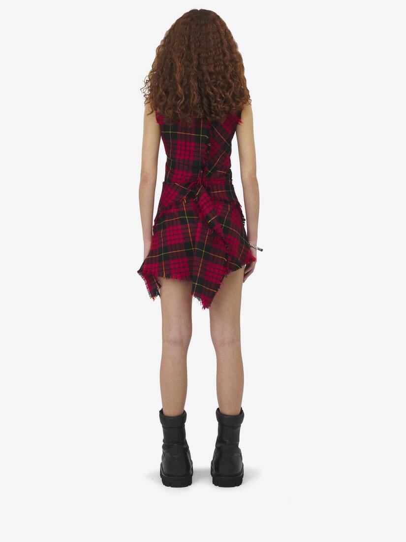 Distressed Tartan Mini Dress - 4