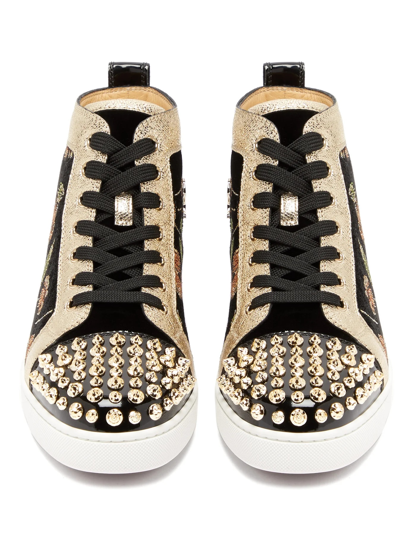 Lou Spikes glitter-flower velvet high-top trainers - 5