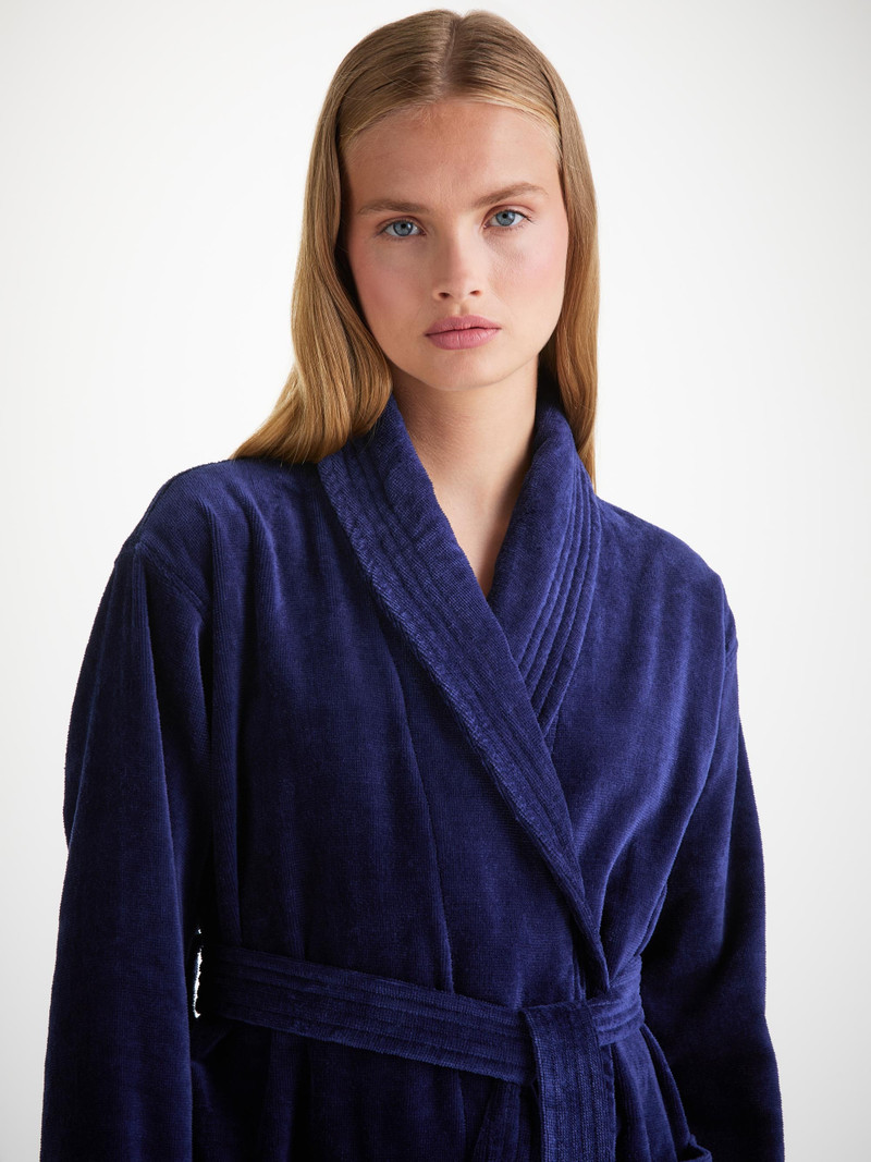 Women's Bathrobe Triton 10 Terry Cotton Navy 3