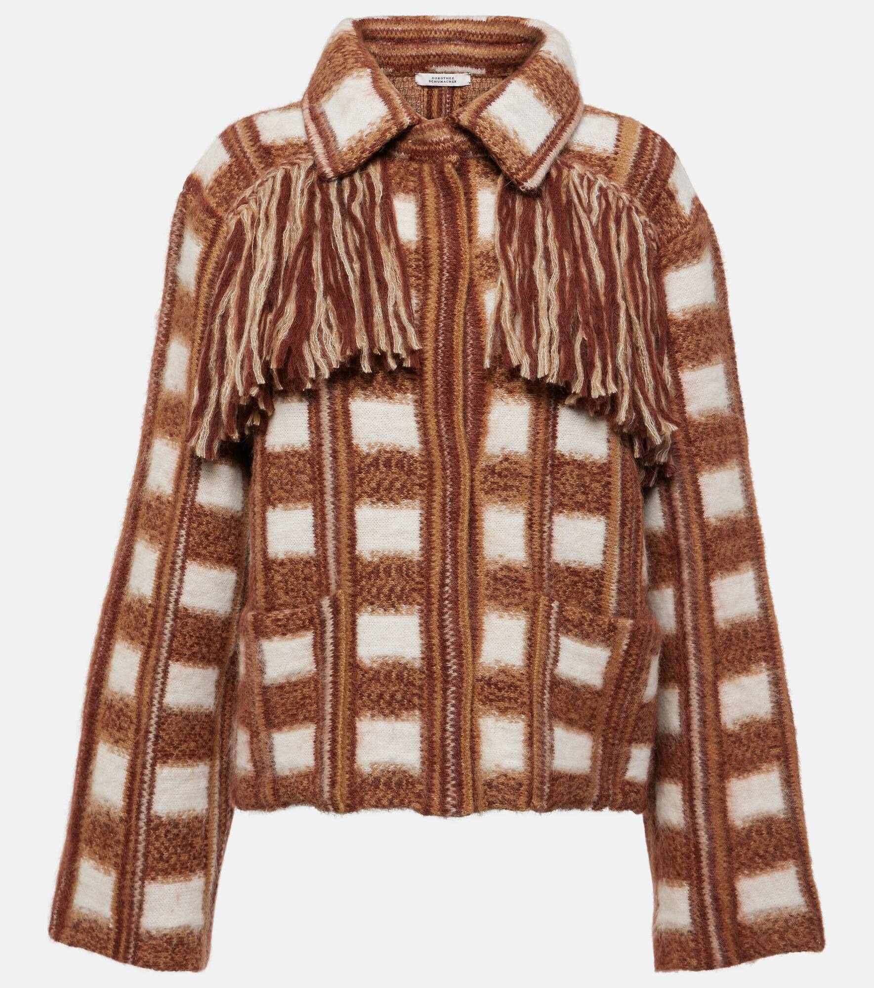 Dizzy fringed checked jacquard jacket - 1