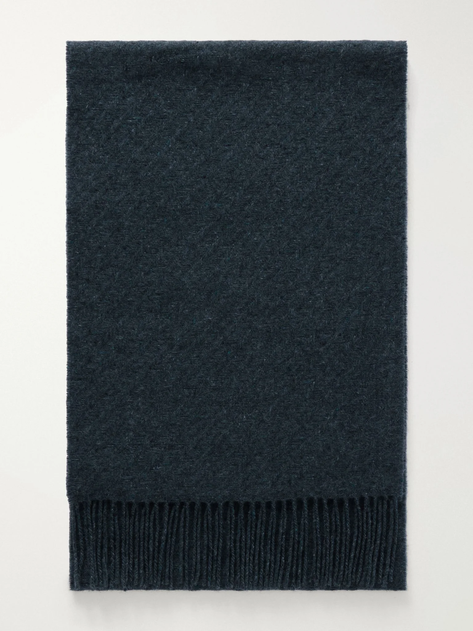 Fringed Cashmere Scarf Petrol - 1
