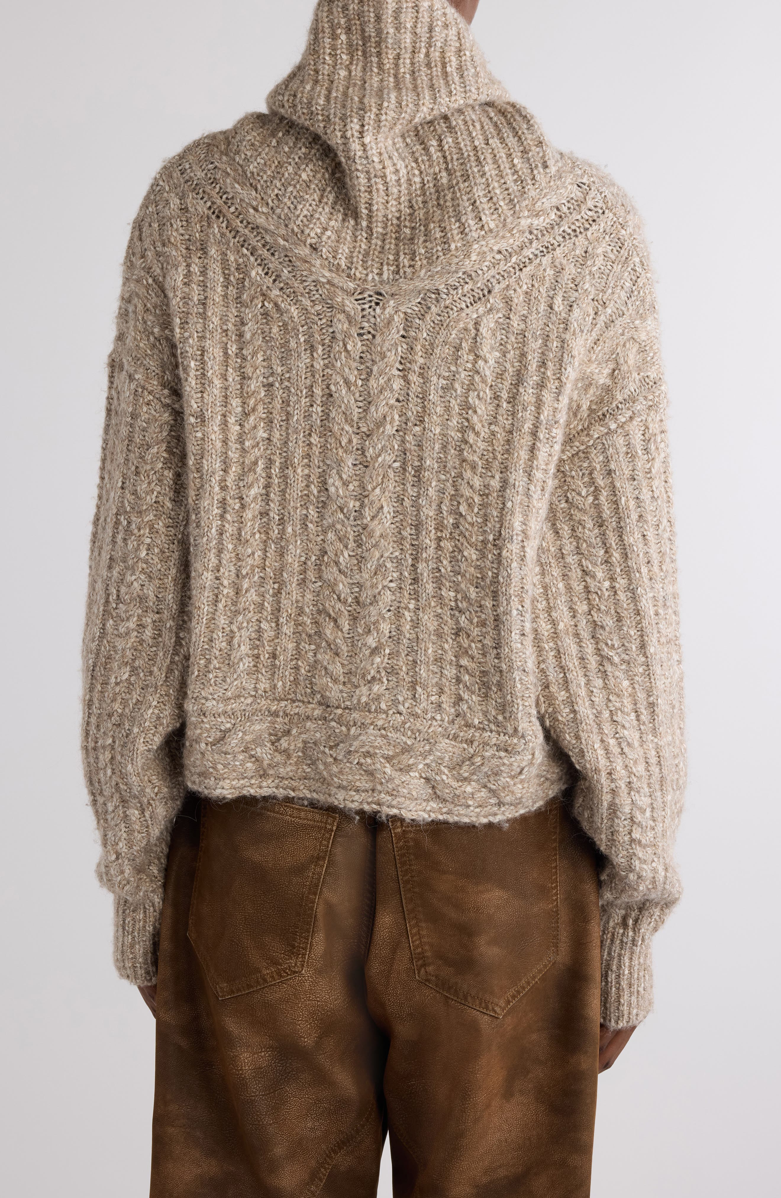 Isabel Marant Étoile Brenda Cotton Blend Cowl Neck Sweater in Taupe at Nordstrom - 3