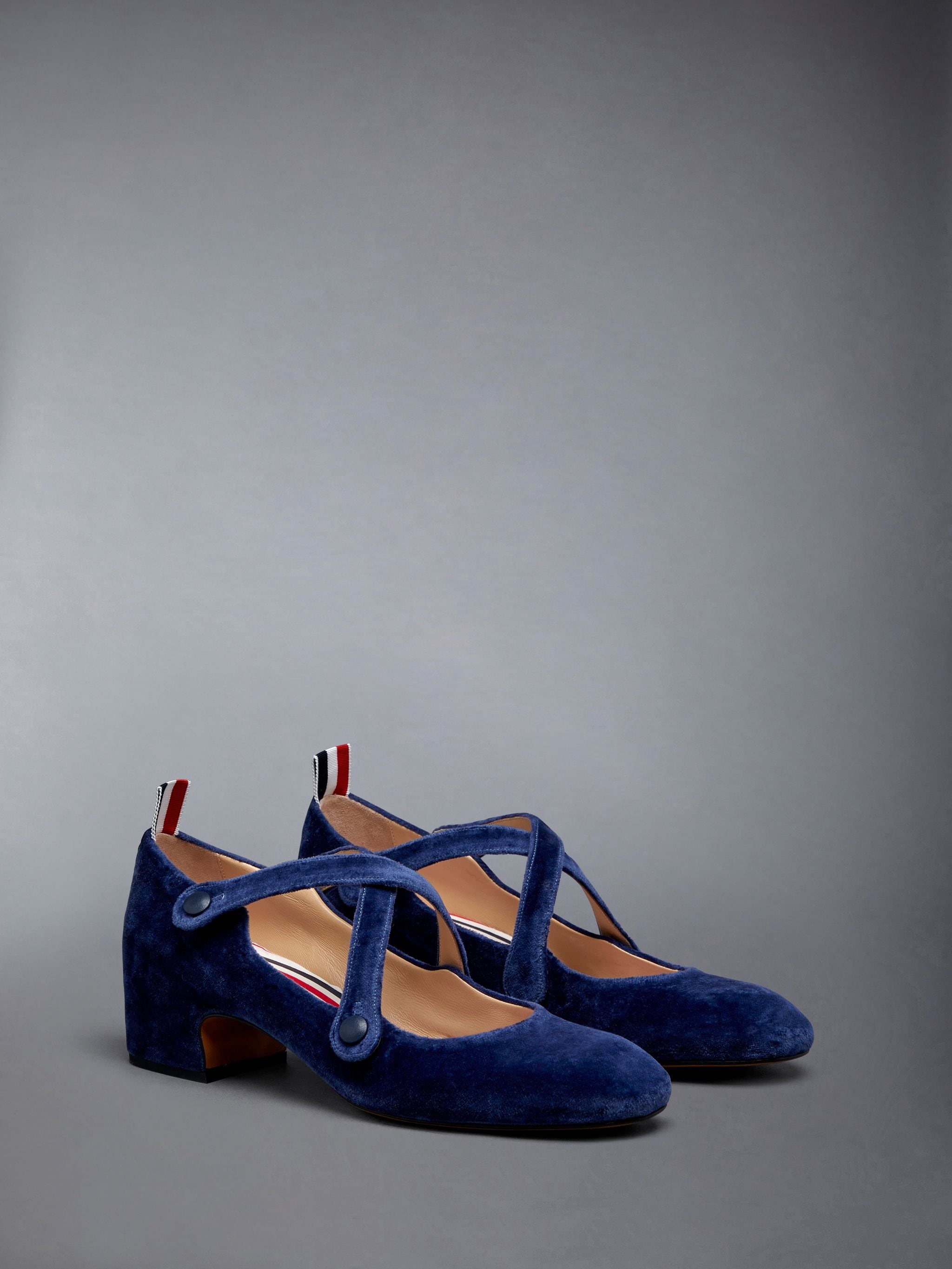 Velvet Criss Cross Button 40mm Block Heel Thom John - 2