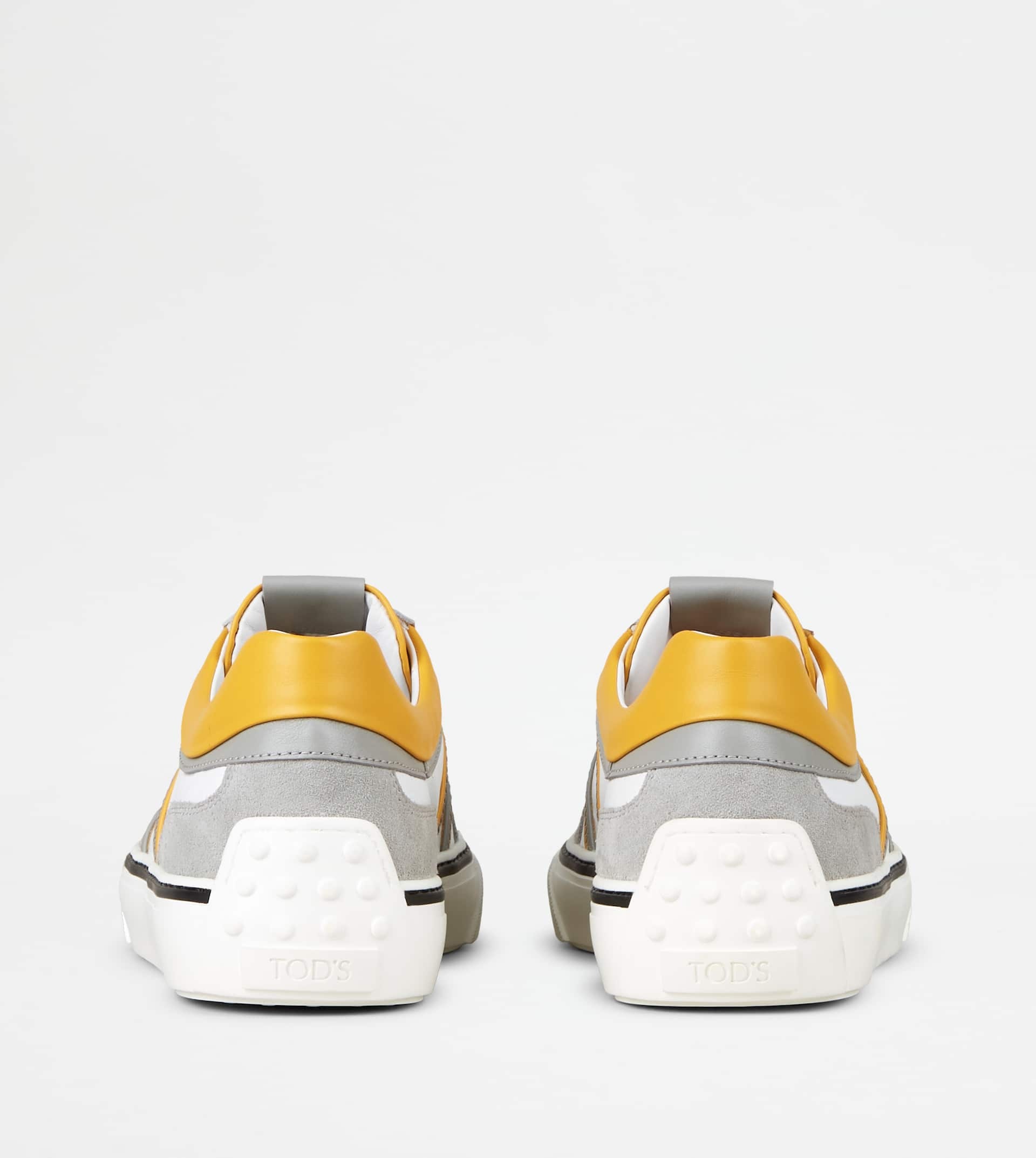 SNEAKERS IN LEATHER - GREY, WHITE, YELLOW - 2
