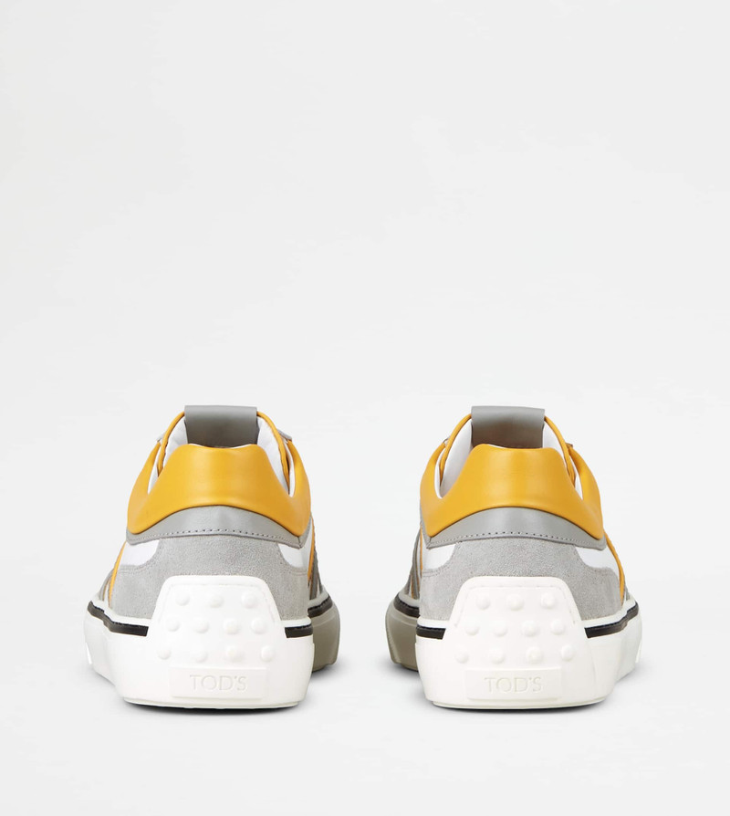 Tod's SNEAKERS IN LEATHER - GREY, WHITE, YELLOW outlook